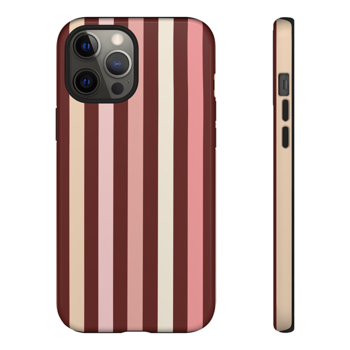 Burgundy Striped Tough Phone Case