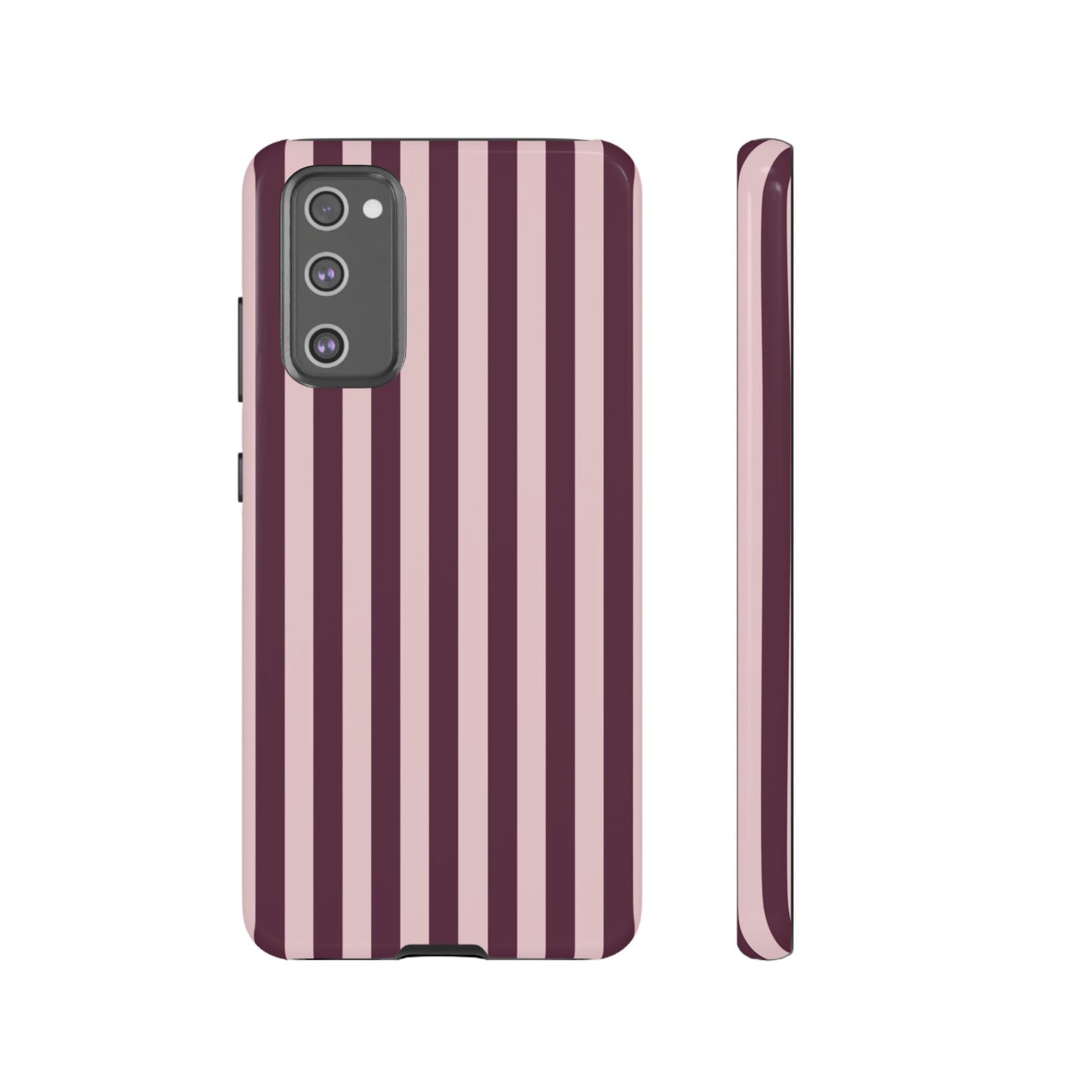 Pink & Burgundy Striped Tough Phone Case