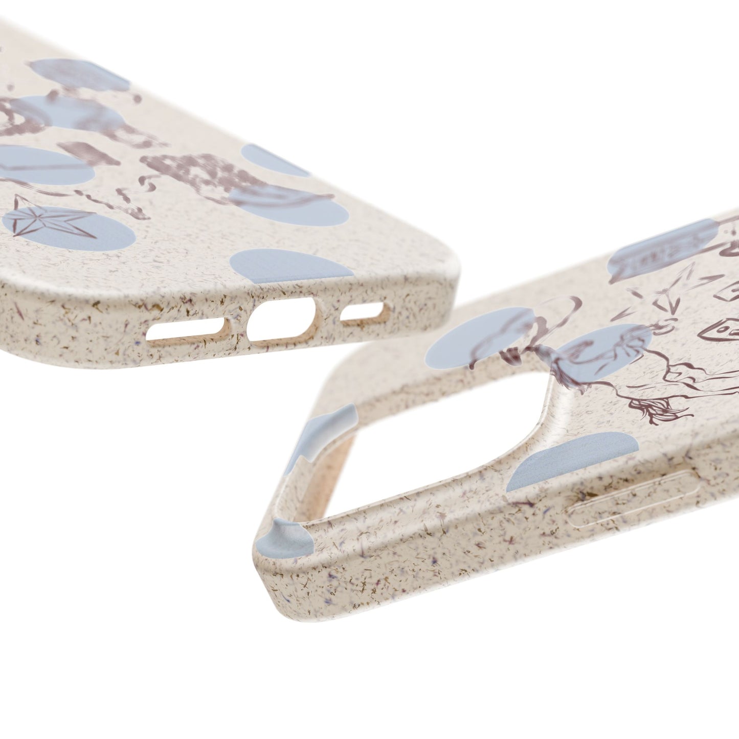 Biodegradable Phone Case — Western Cowgirl Sketches on Natural Speckled Eco Shell