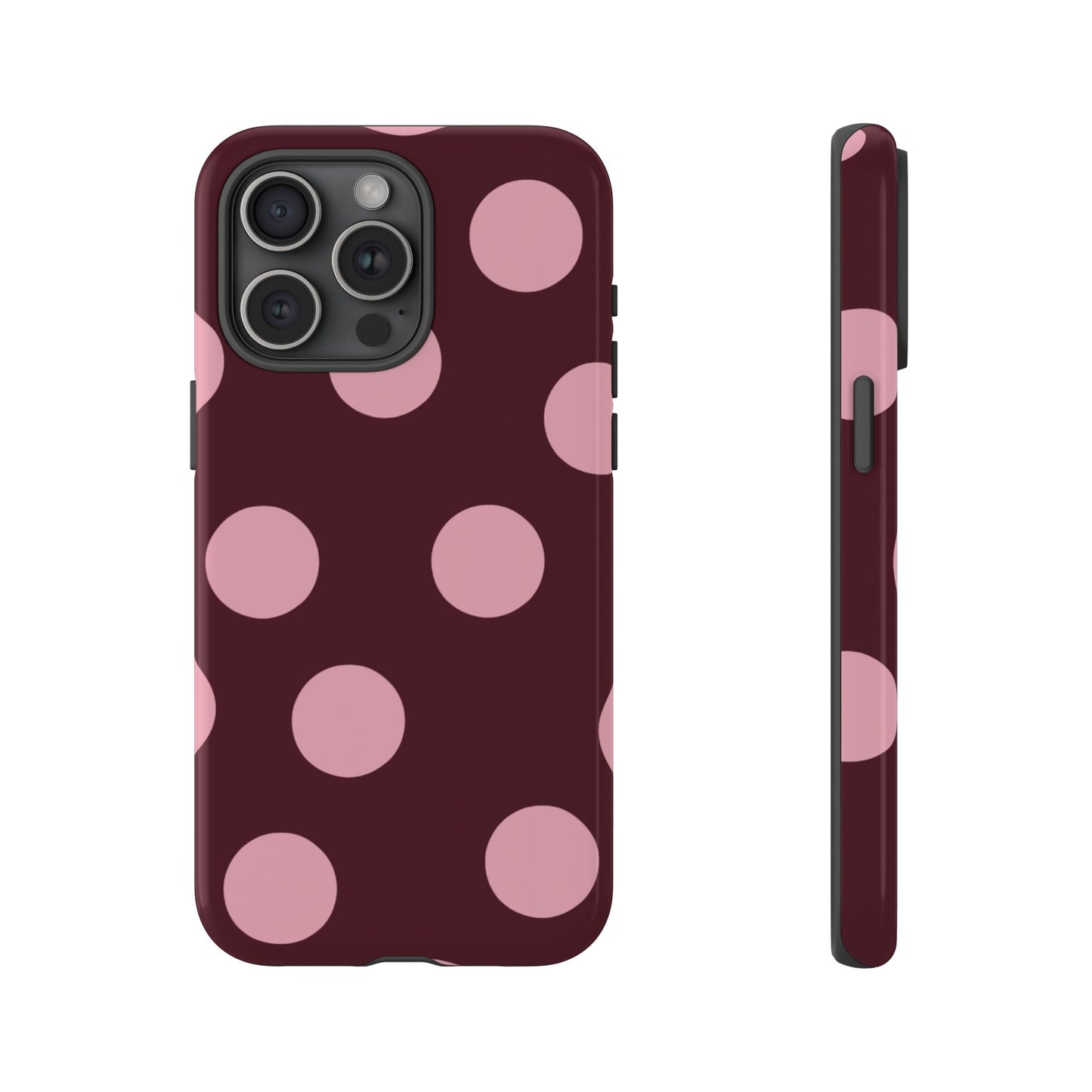 Burgundy & Pink Polka Dot Tough Phone Case
