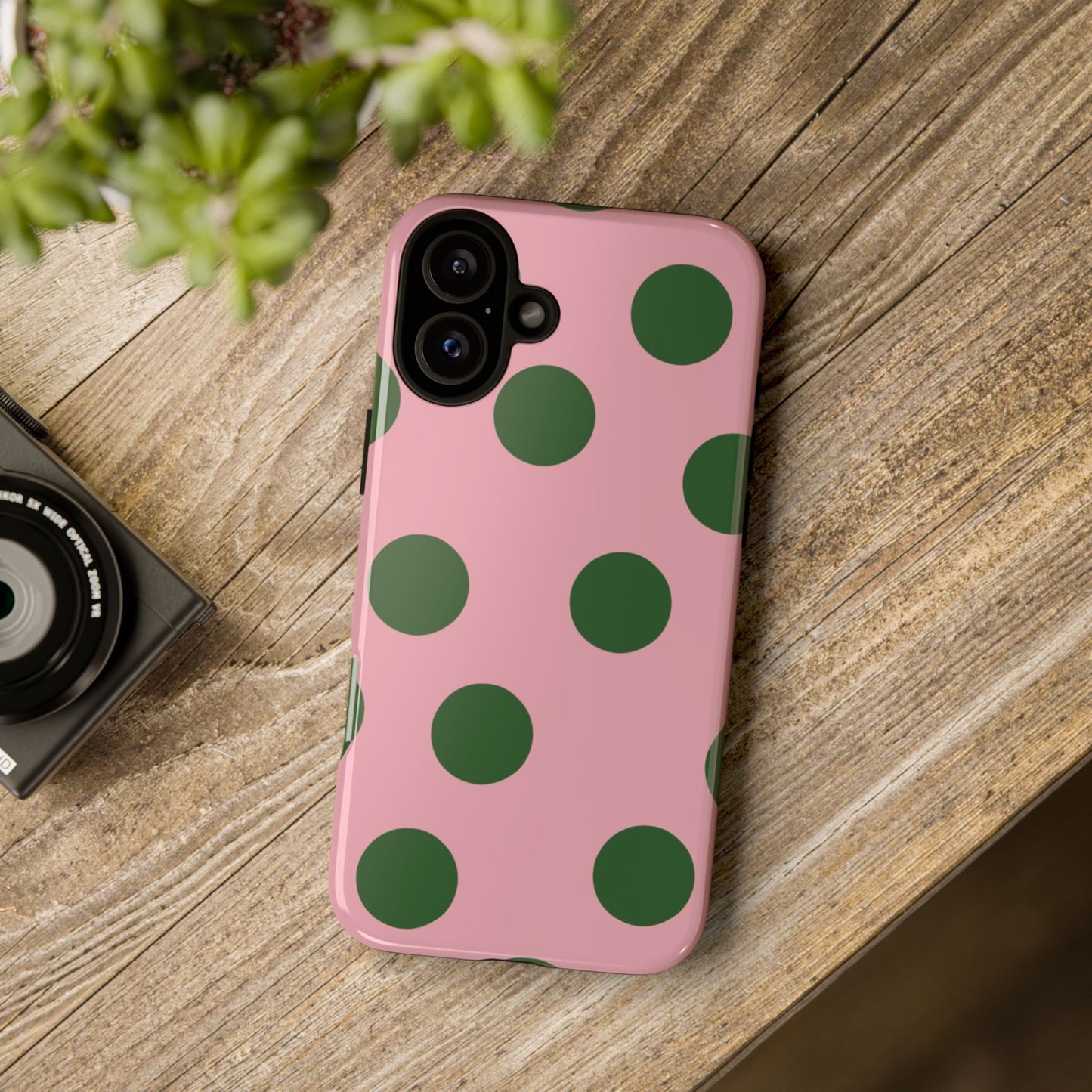Pink & Green Polka Dot Tough Phone Case