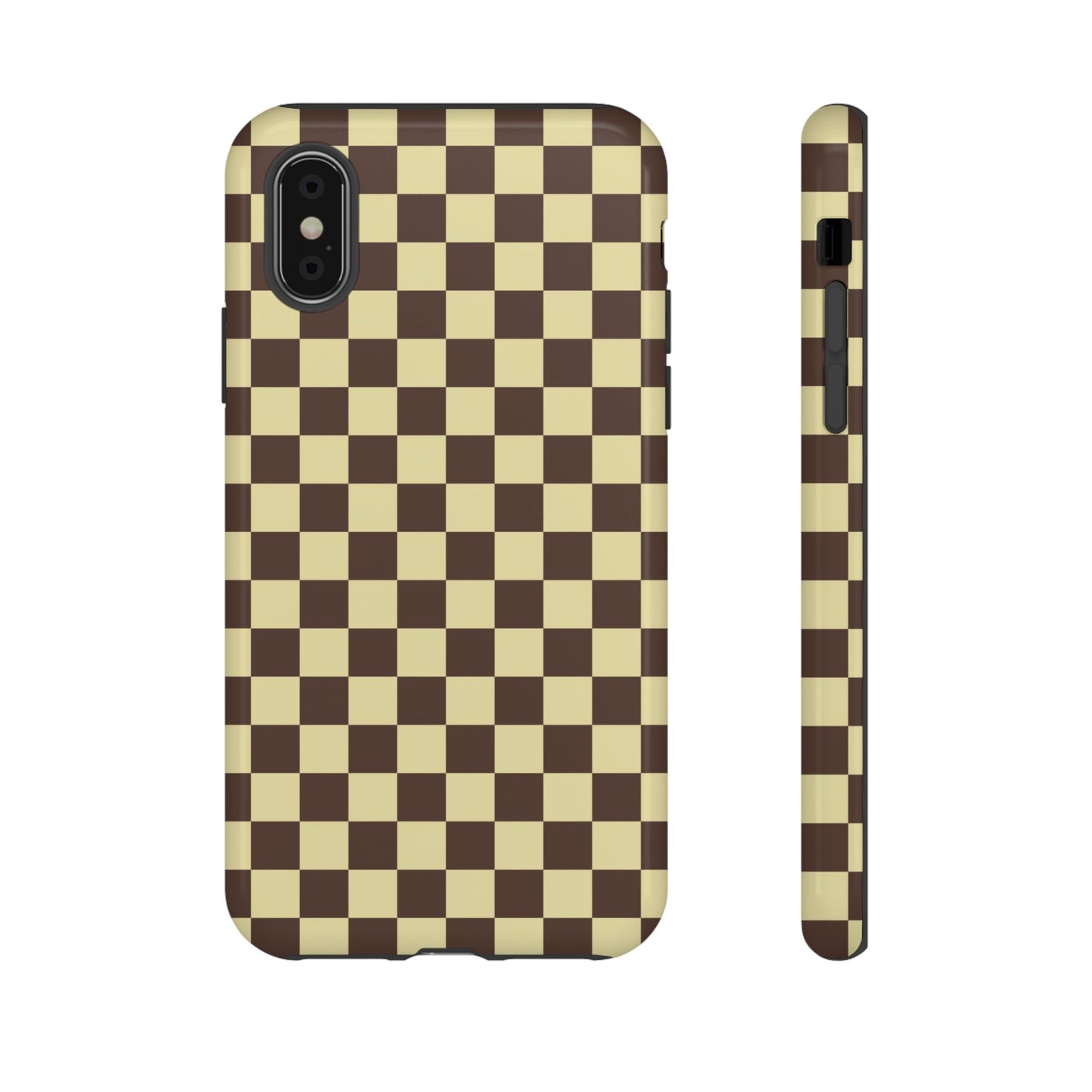 Brown & Yellow Checkered Phone Case
