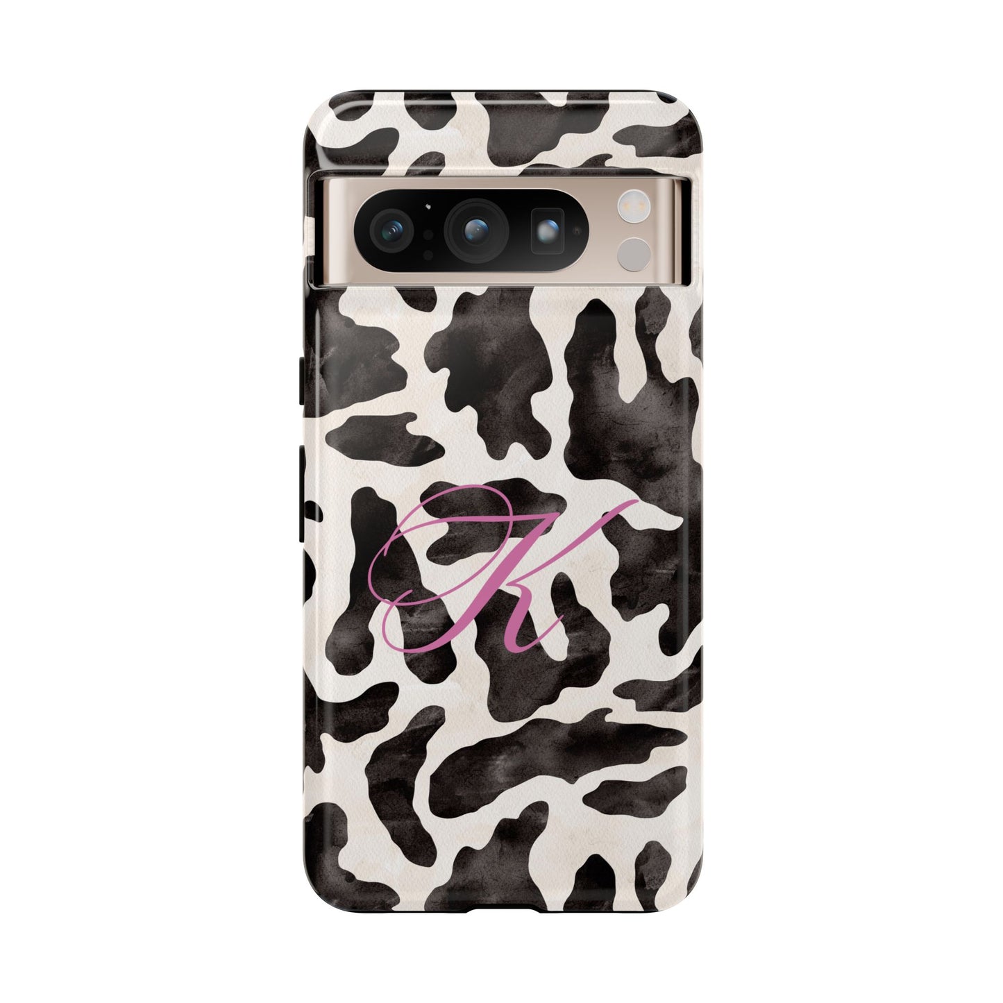 Personalized Monogram Cow Print Tough Phone Case