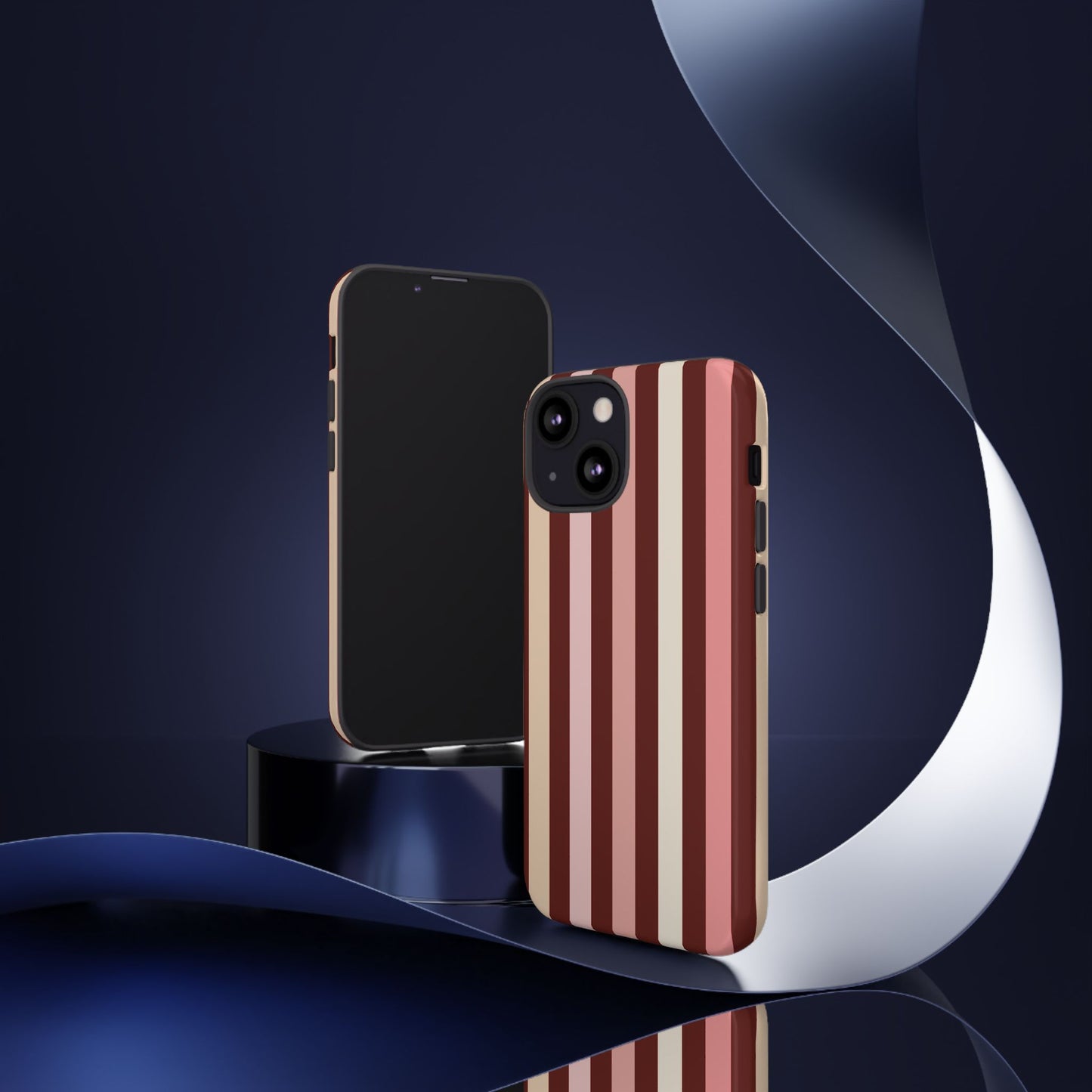 Burgundy Striped Tough Phone Case