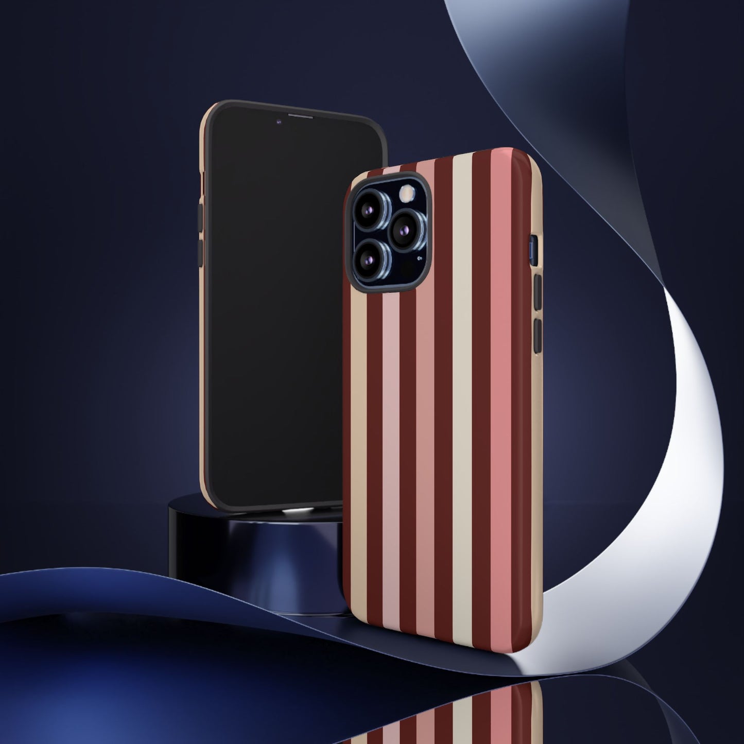 Burgundy Striped Tough Phone Case