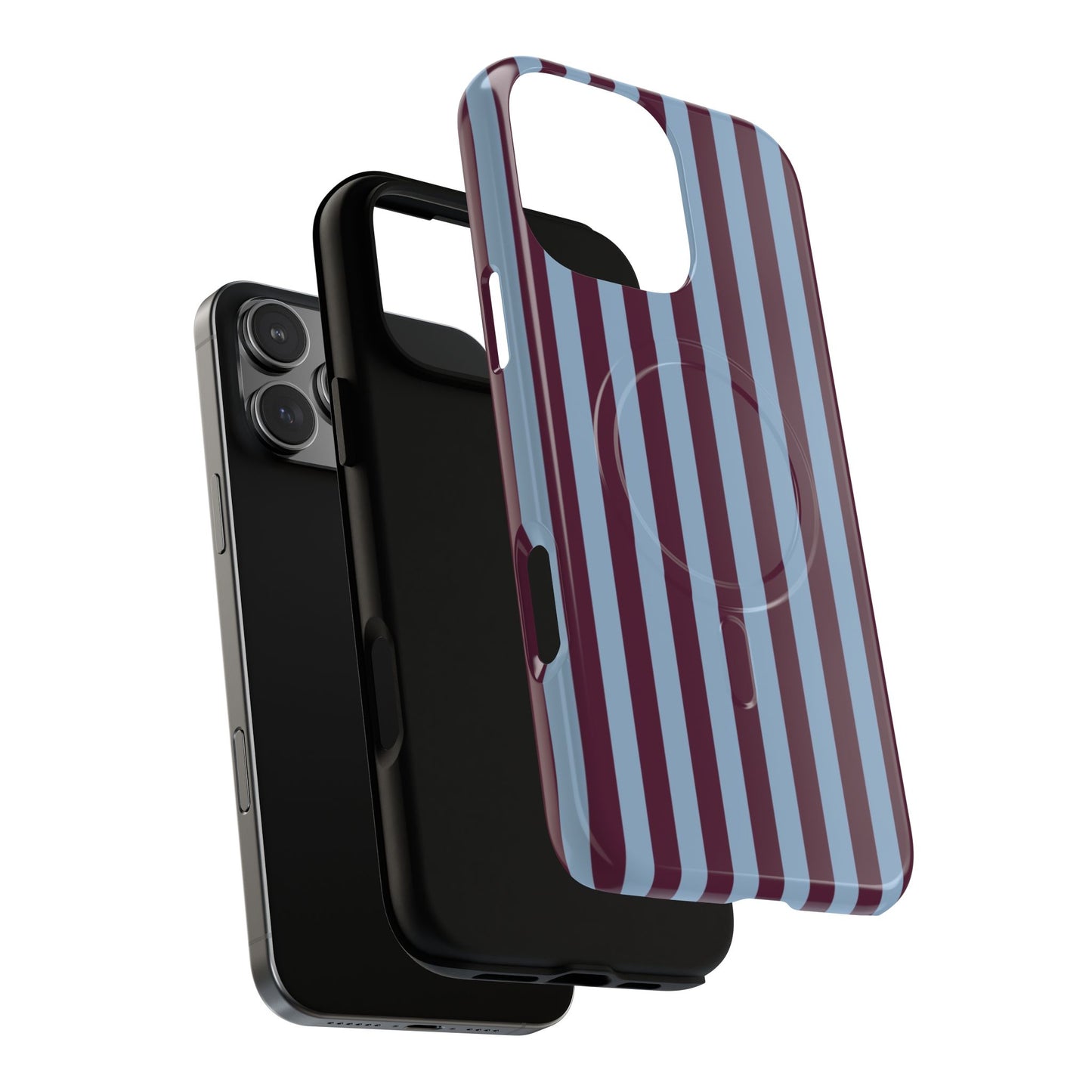 Burgundy & Blue Striped Magnetic Phone Case
