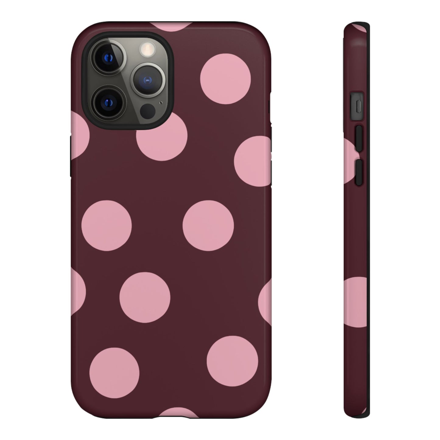 Burgundy & Pink Polka Dot Tough Phone Case