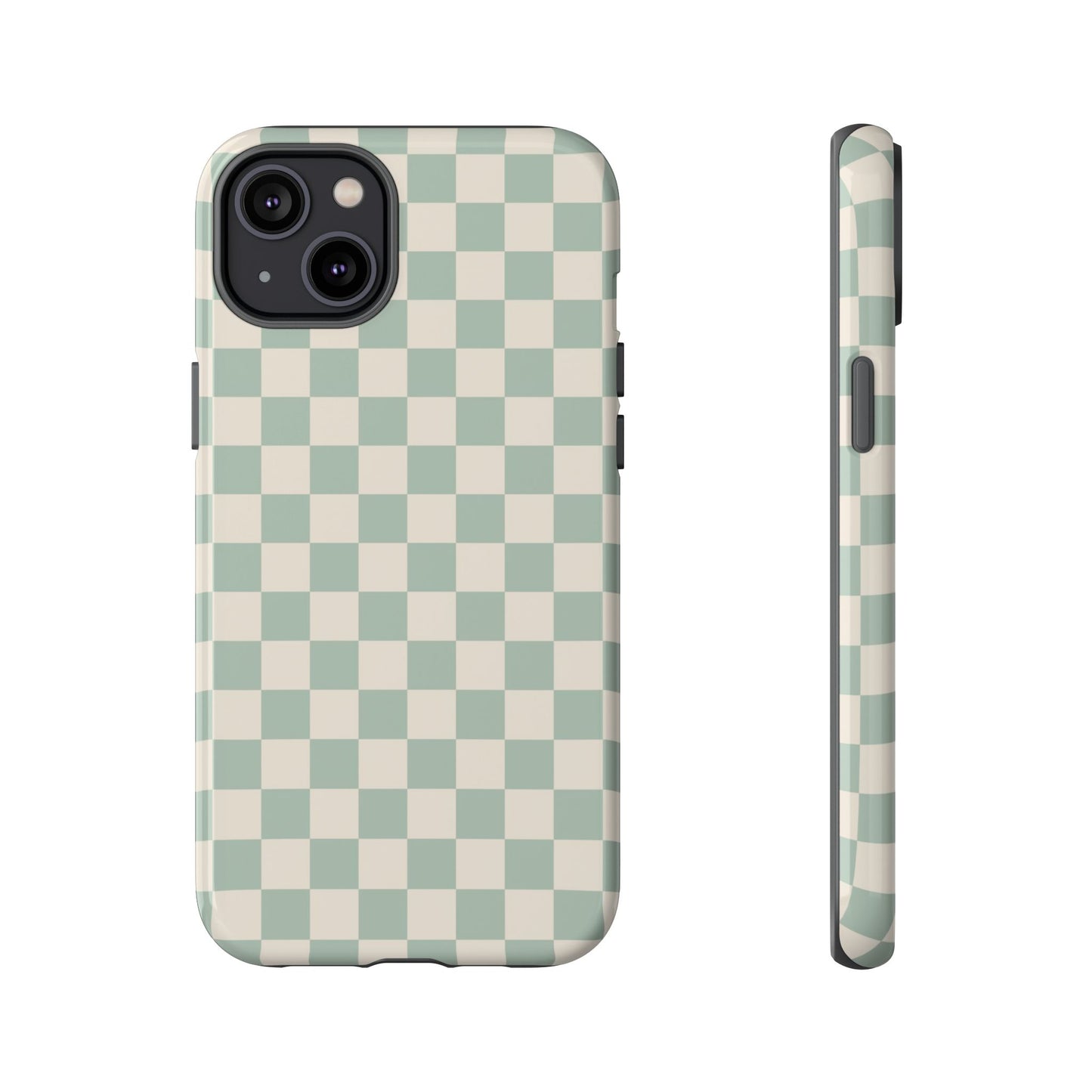 Sage Green & Beige Checkered Phone Case