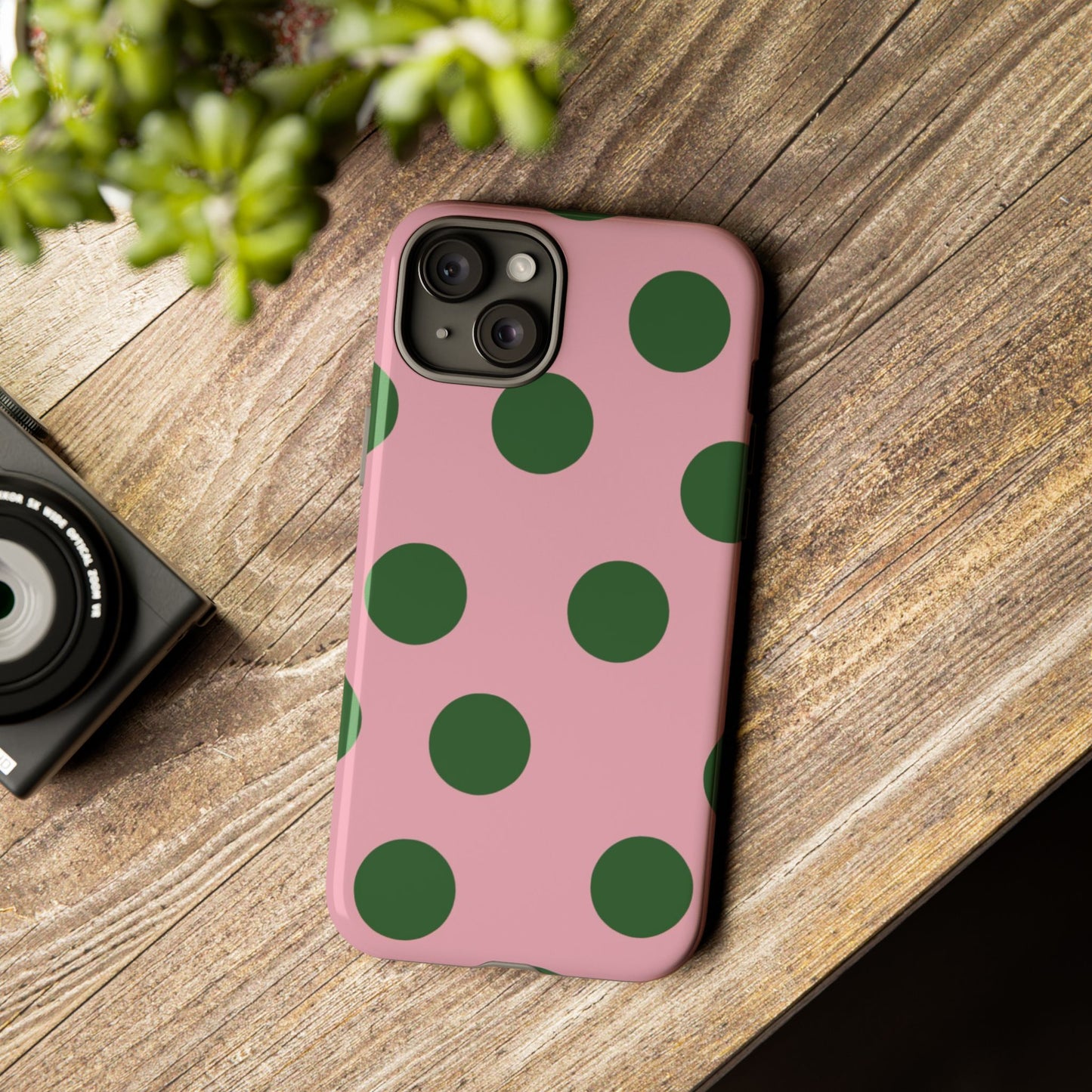 Pink & Green Polka Dot Tough Phone Case