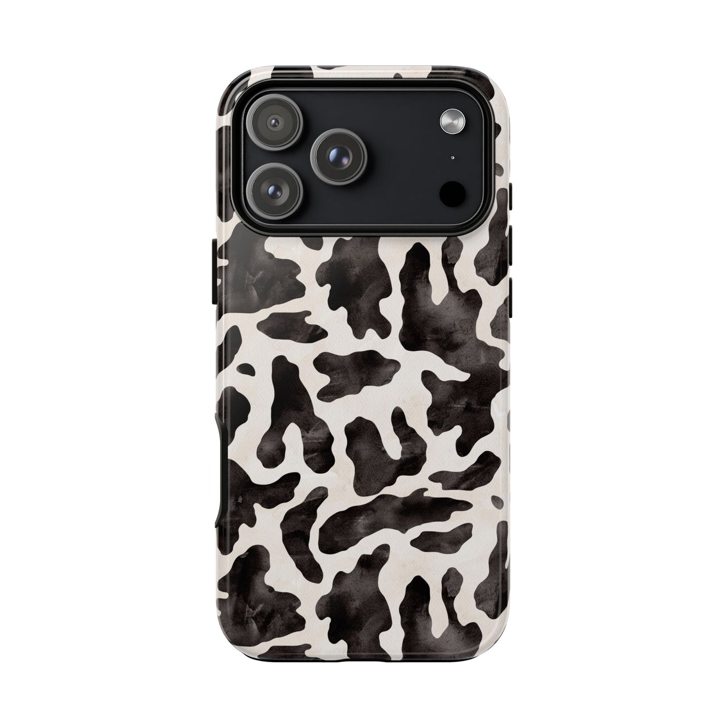 Black & White Cow Print Phone Case — Stylish Protective Tough Case