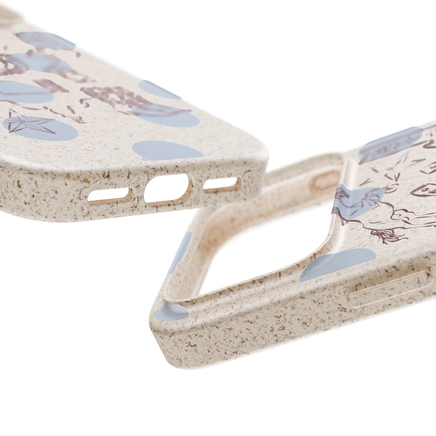 Biodegradable Phone Case — Western Cowgirl Sketches on Natural Speckled Eco Shell