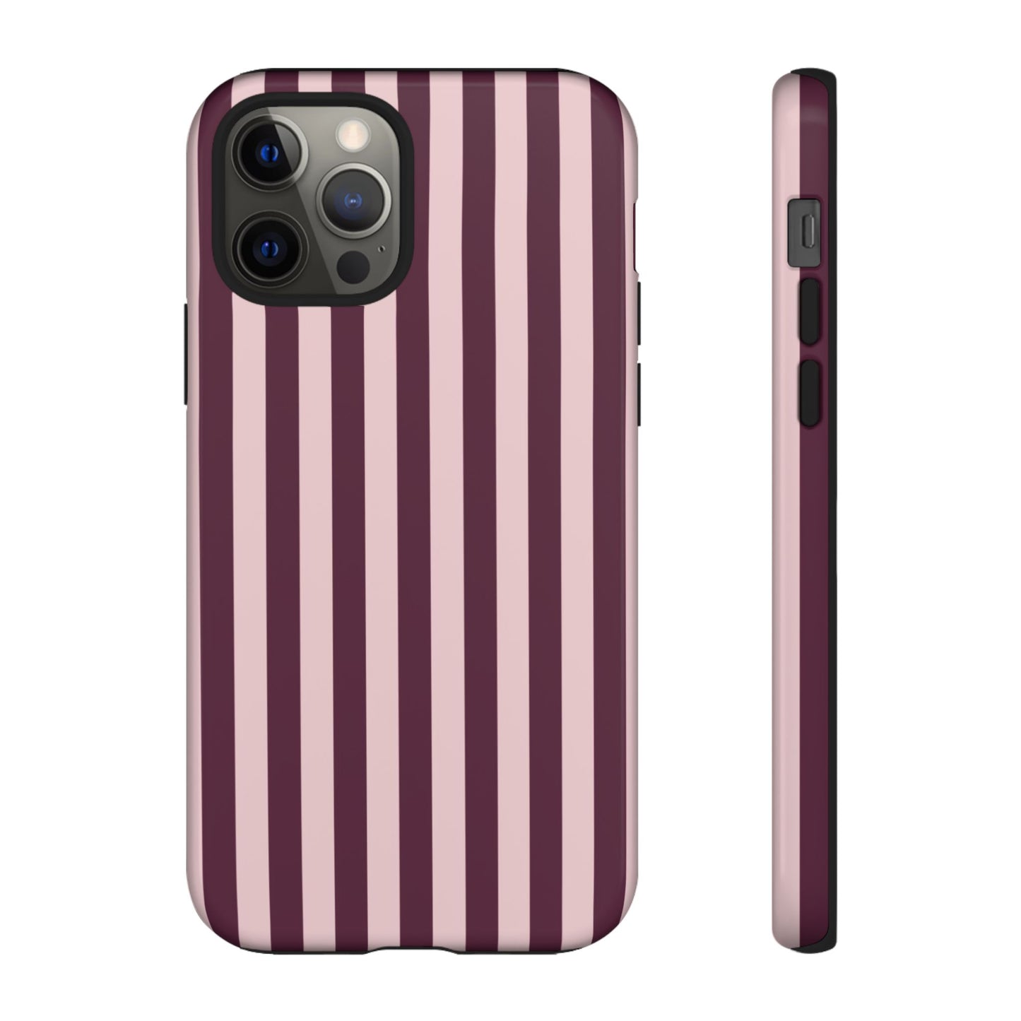 Pink & Burgundy Striped Tough Phone Case