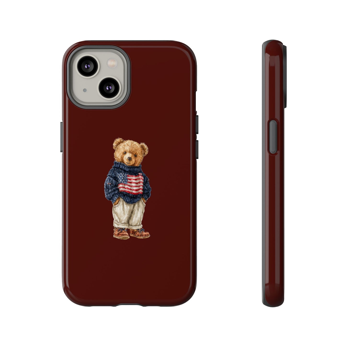 Teddy Bear in American Flag Sweater Tough Phone Case