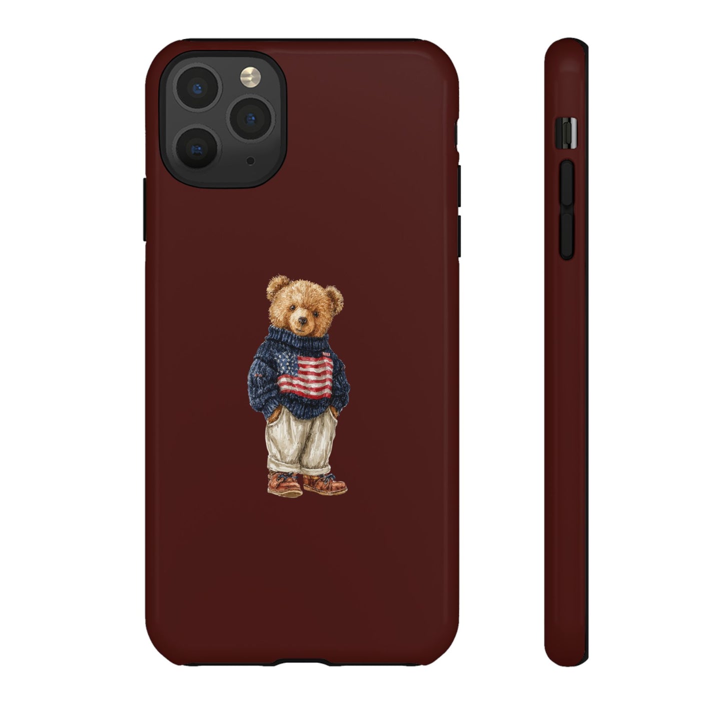 Teddy Bear in American Flag Sweater Tough Phone Case