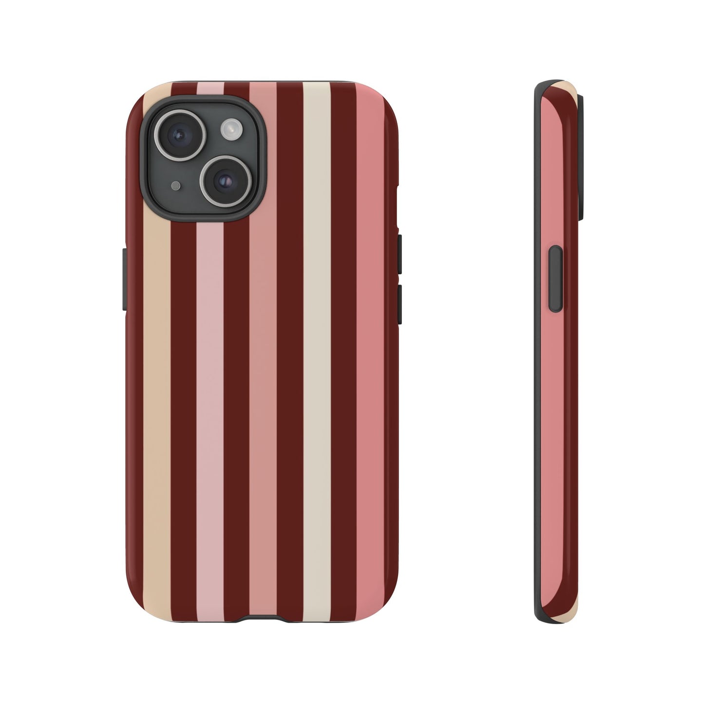 Burgundy Striped Tough Phone Case