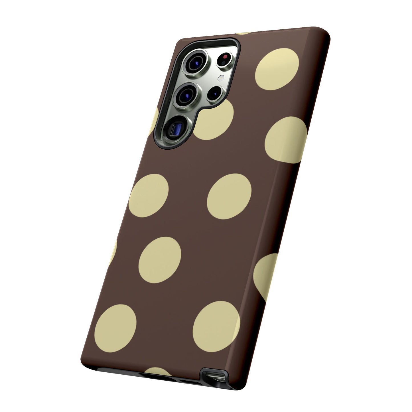 Brown & Butter Yellow Polka Dot Tough Phone Case