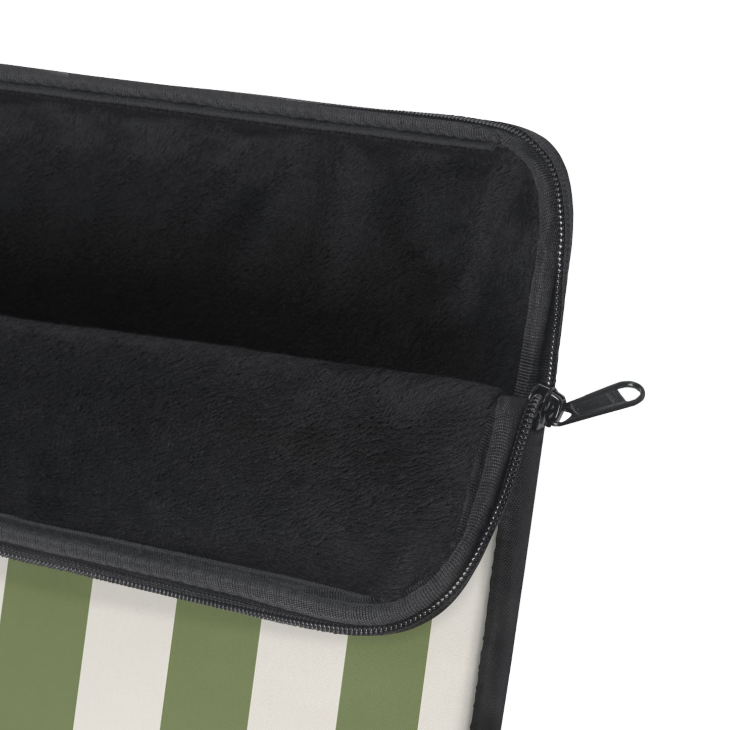 Green & Cream Vertical Stripe Laptop Sleeve — Classic Striped Protective Case
