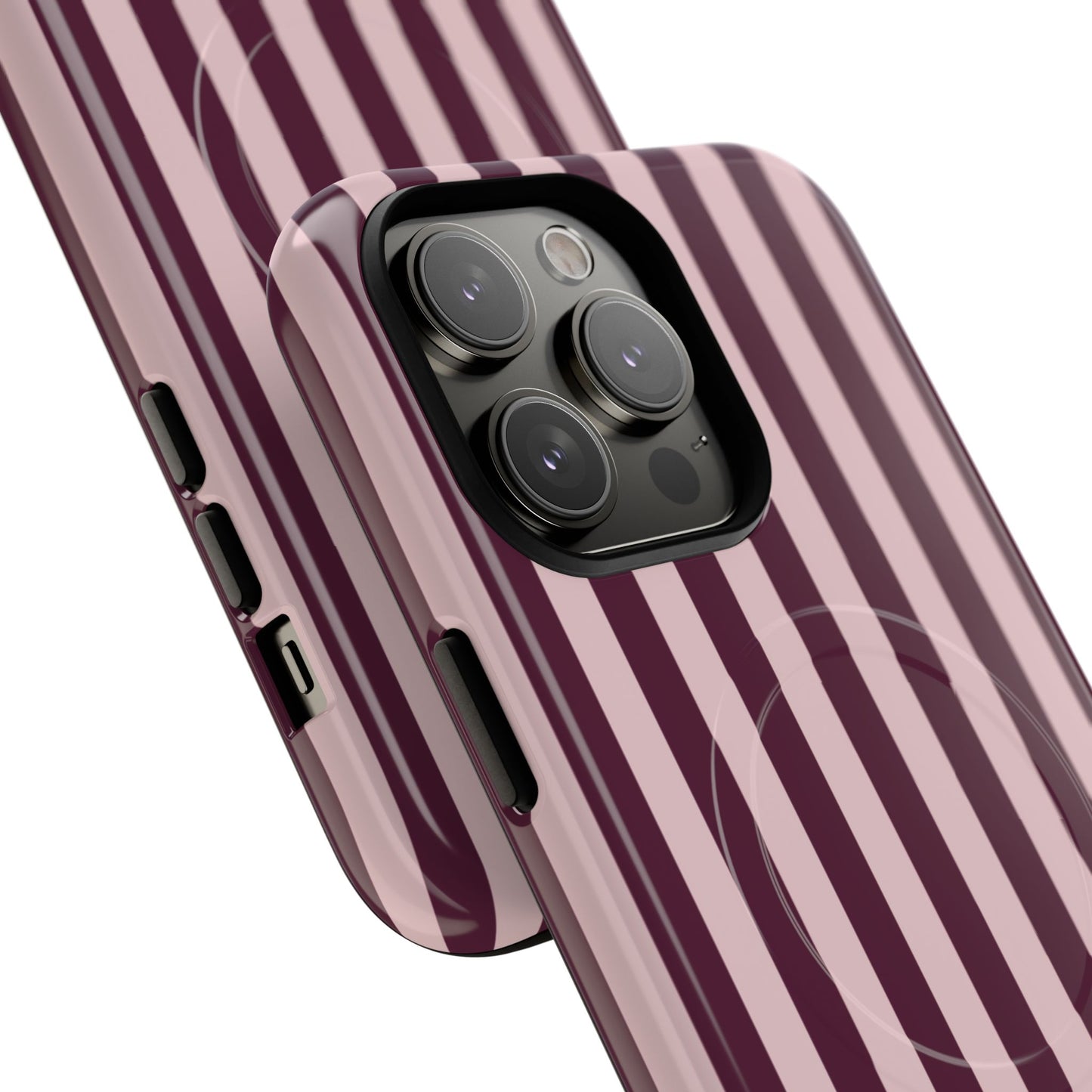 Burgundy & Pink Striped Magnetic Phone Case