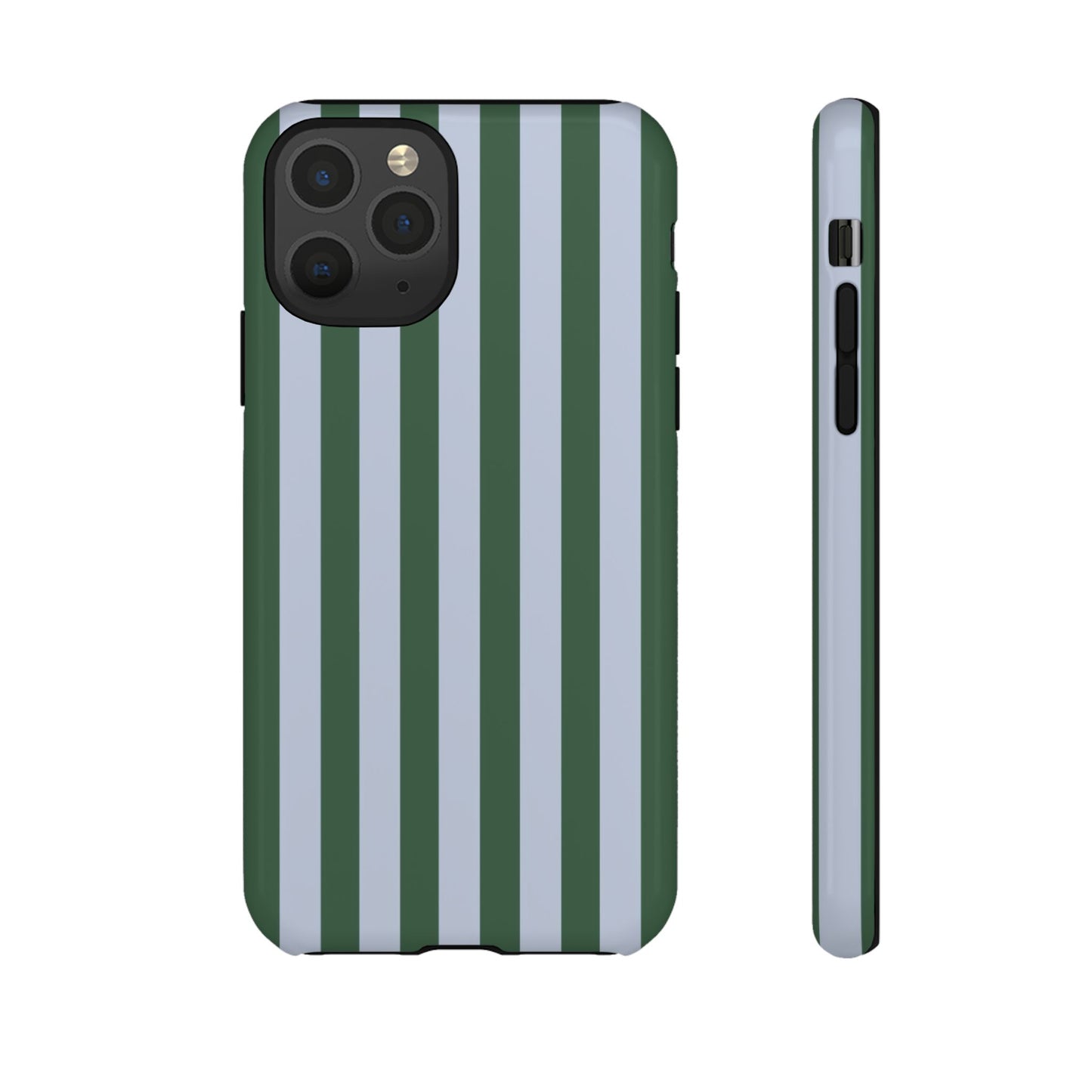 Green & Blue Striped Tough Phone Case — Durable Protective Phone Case