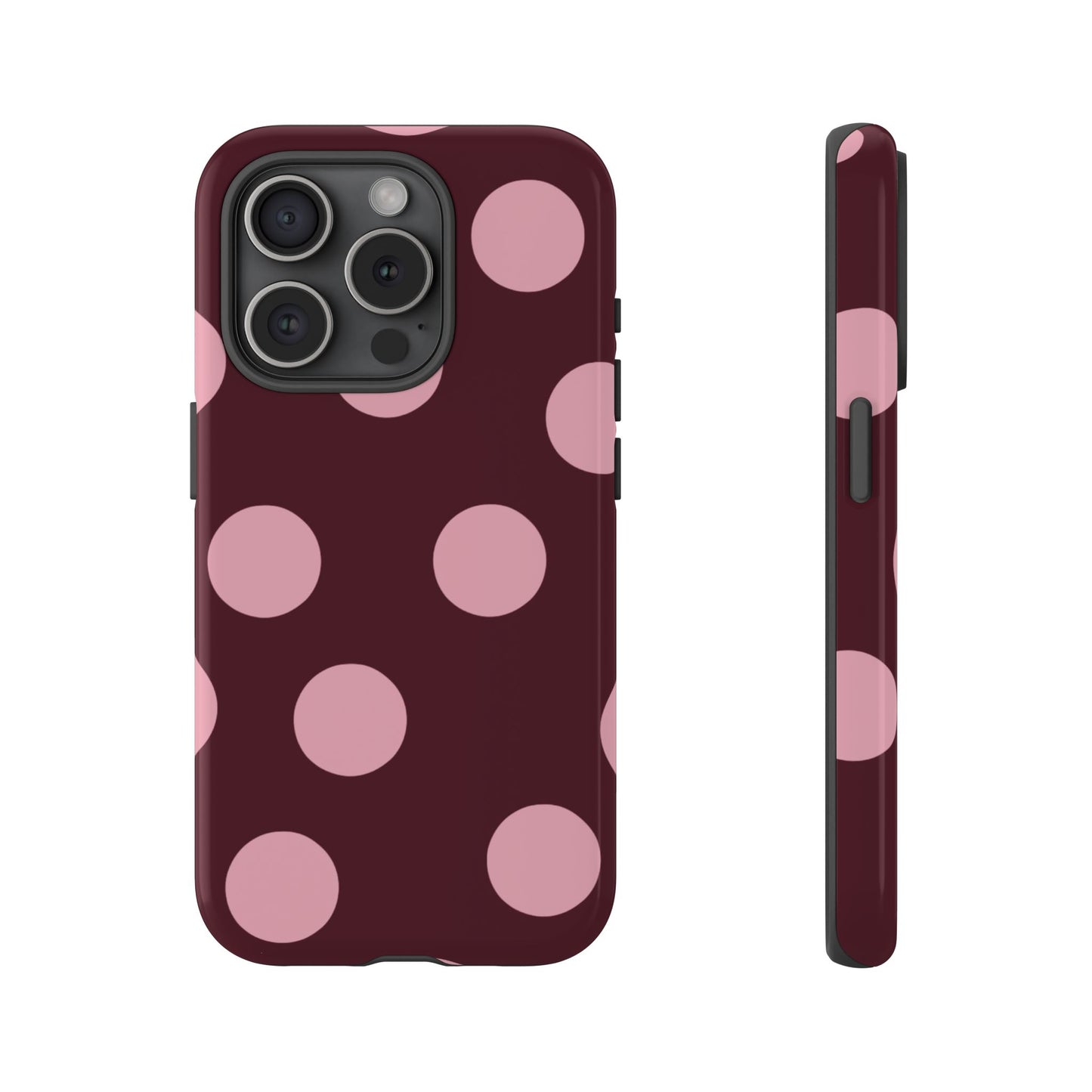 Burgundy & Pink Polka Dot Tough Phone Case
