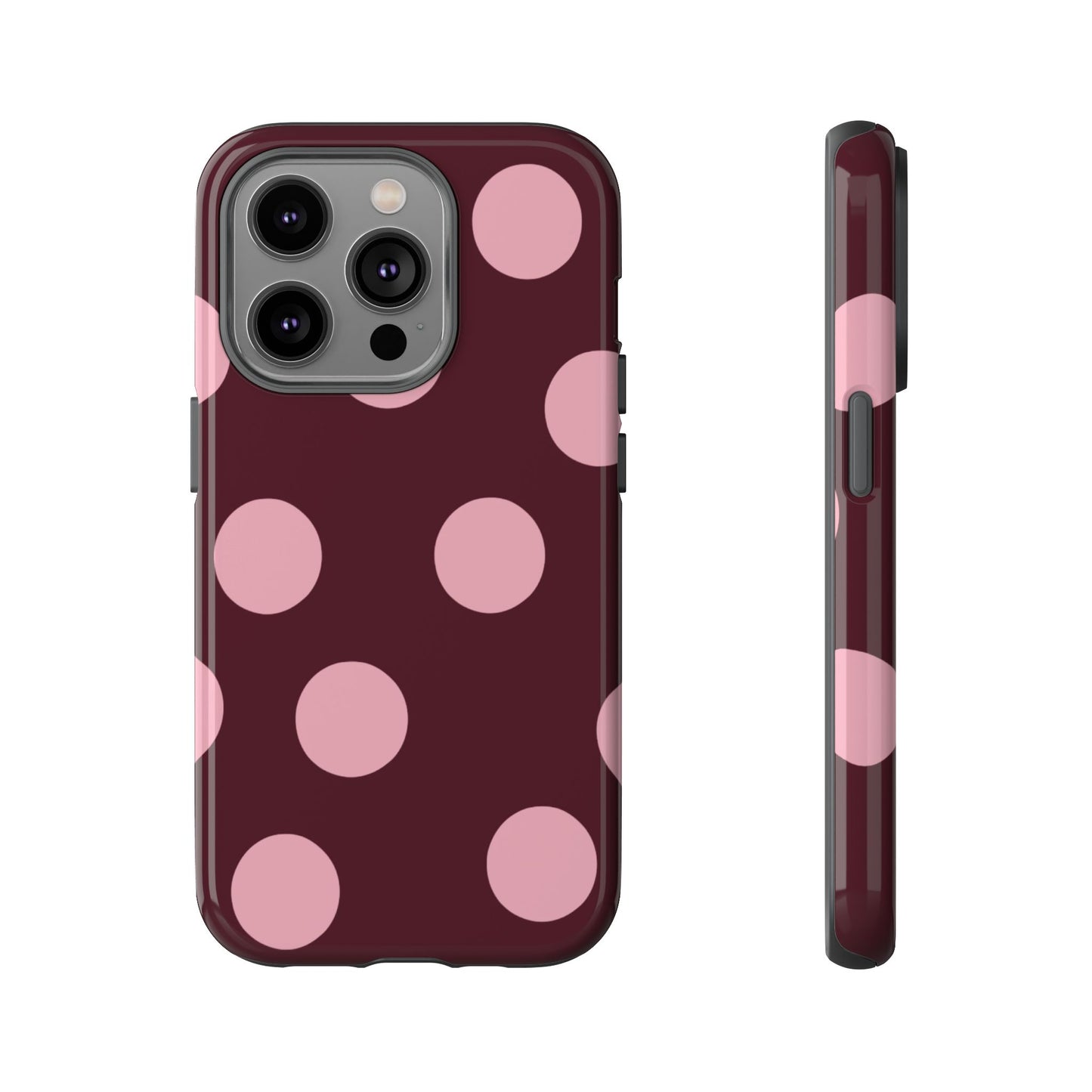 Burgundy & Pink Polka Dot Tough Phone Case