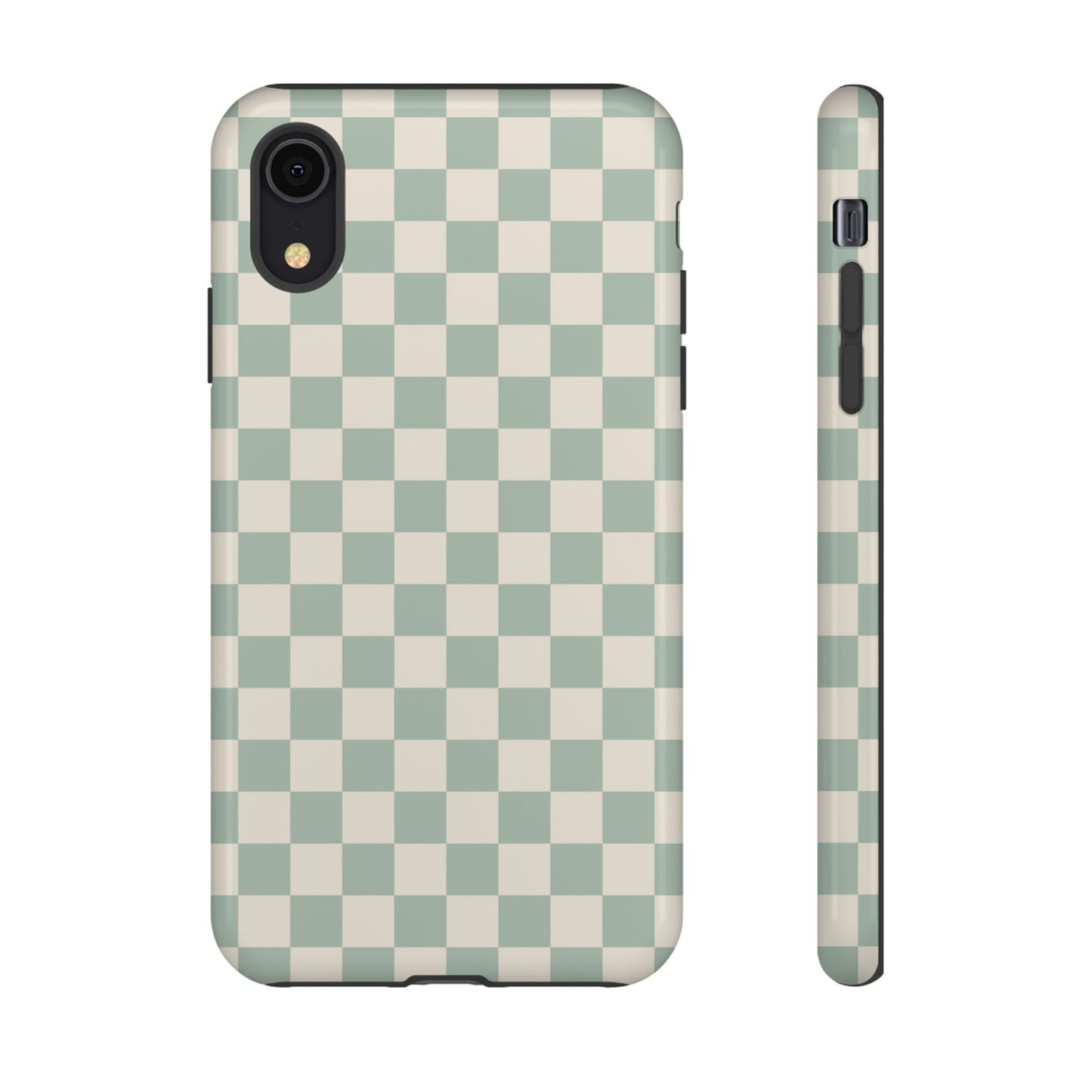 Sage Green & Beige Checkered Phone Case