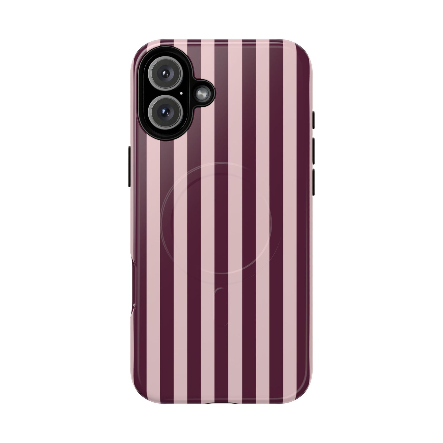 Burgundy & Pink Striped Magnetic Phone Case