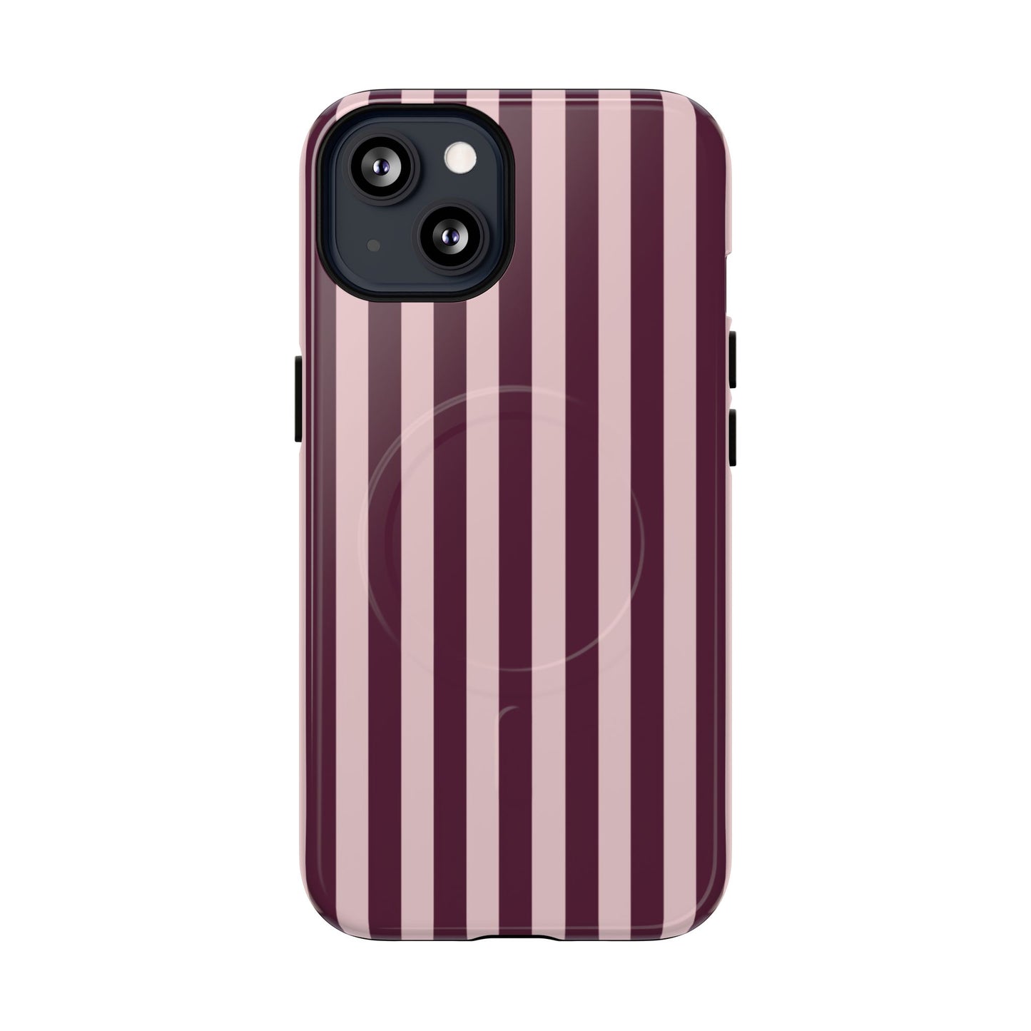 Burgundy & Pink Striped Magnetic Phone Case