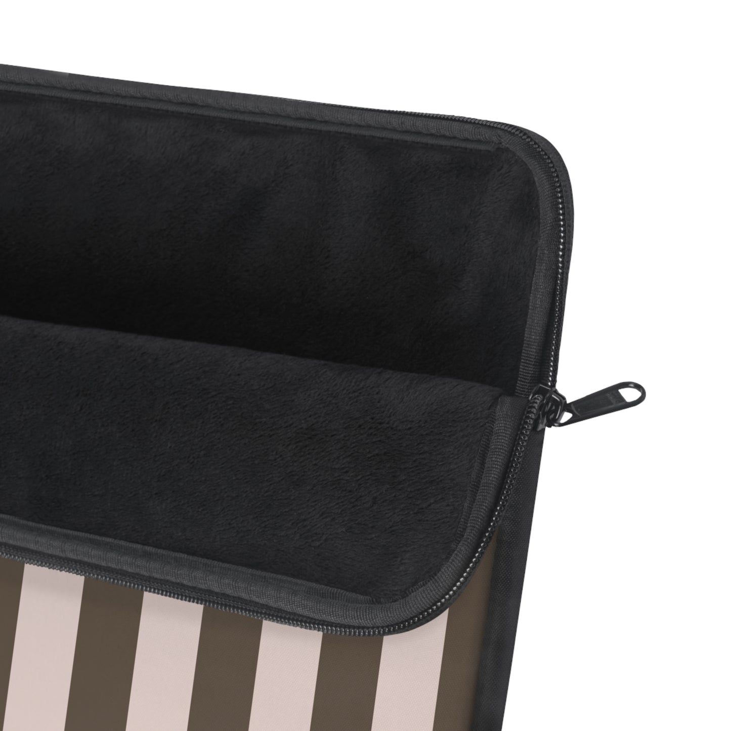 Neutral Stripe Laptop Sleeve — Taupe & Brown Vertical Striped Sleeve