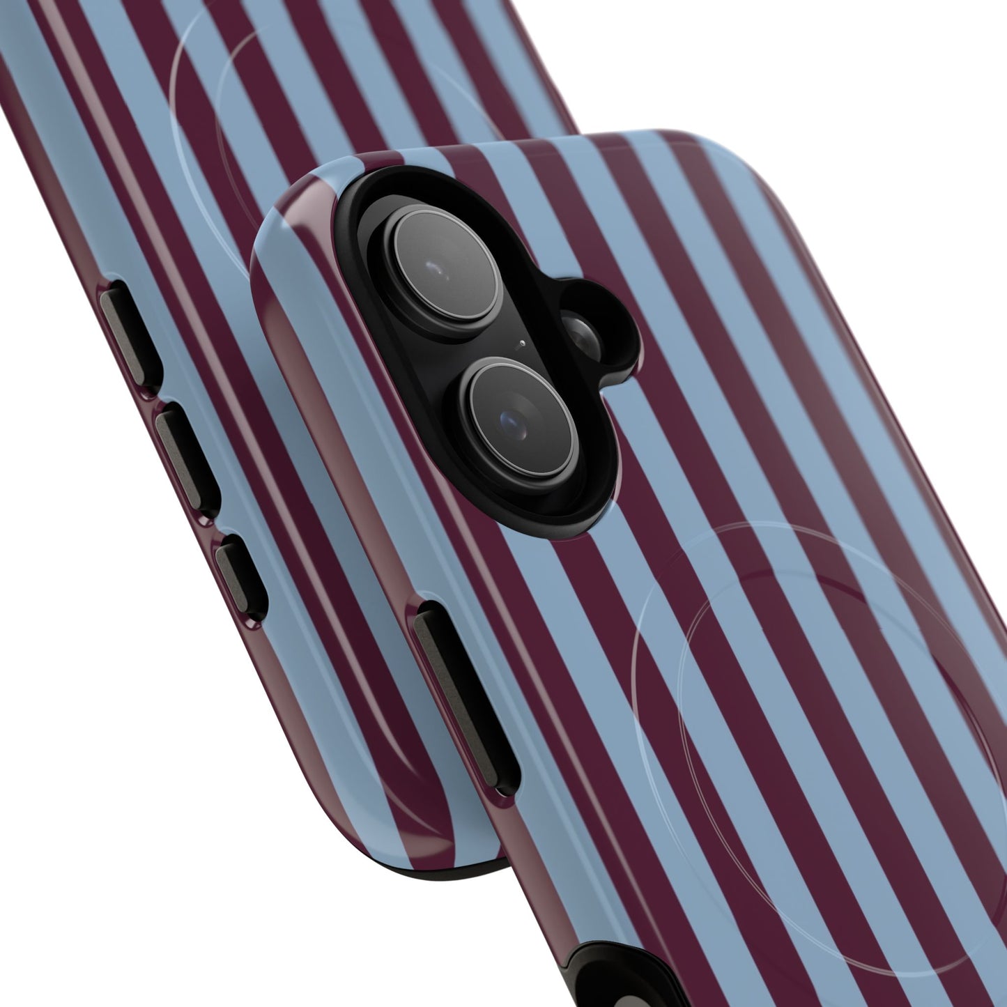 Burgundy & Blue Striped Magnetic Phone Case