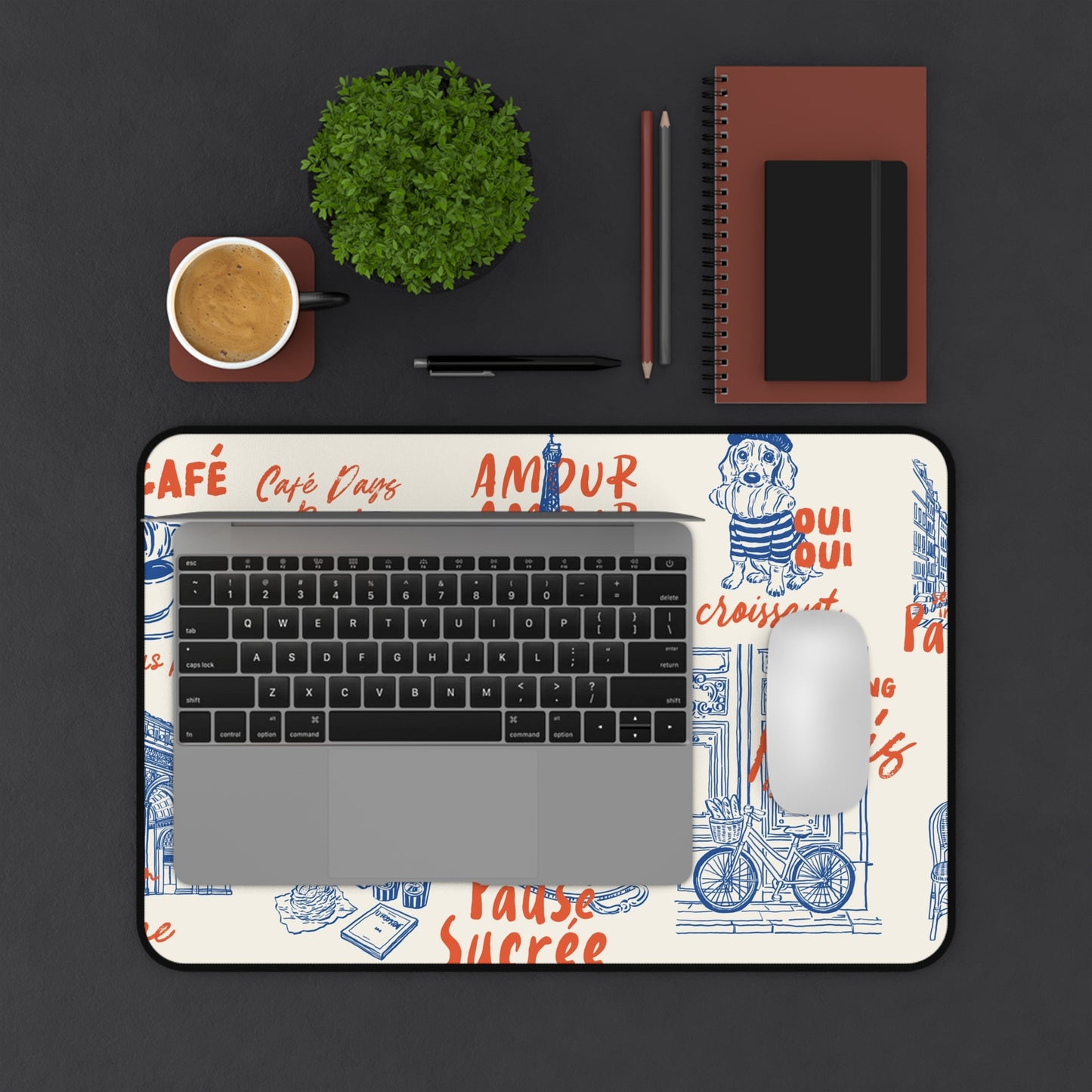 Paris Café Desk Mat — French Bistro Patterned Mouse Pad