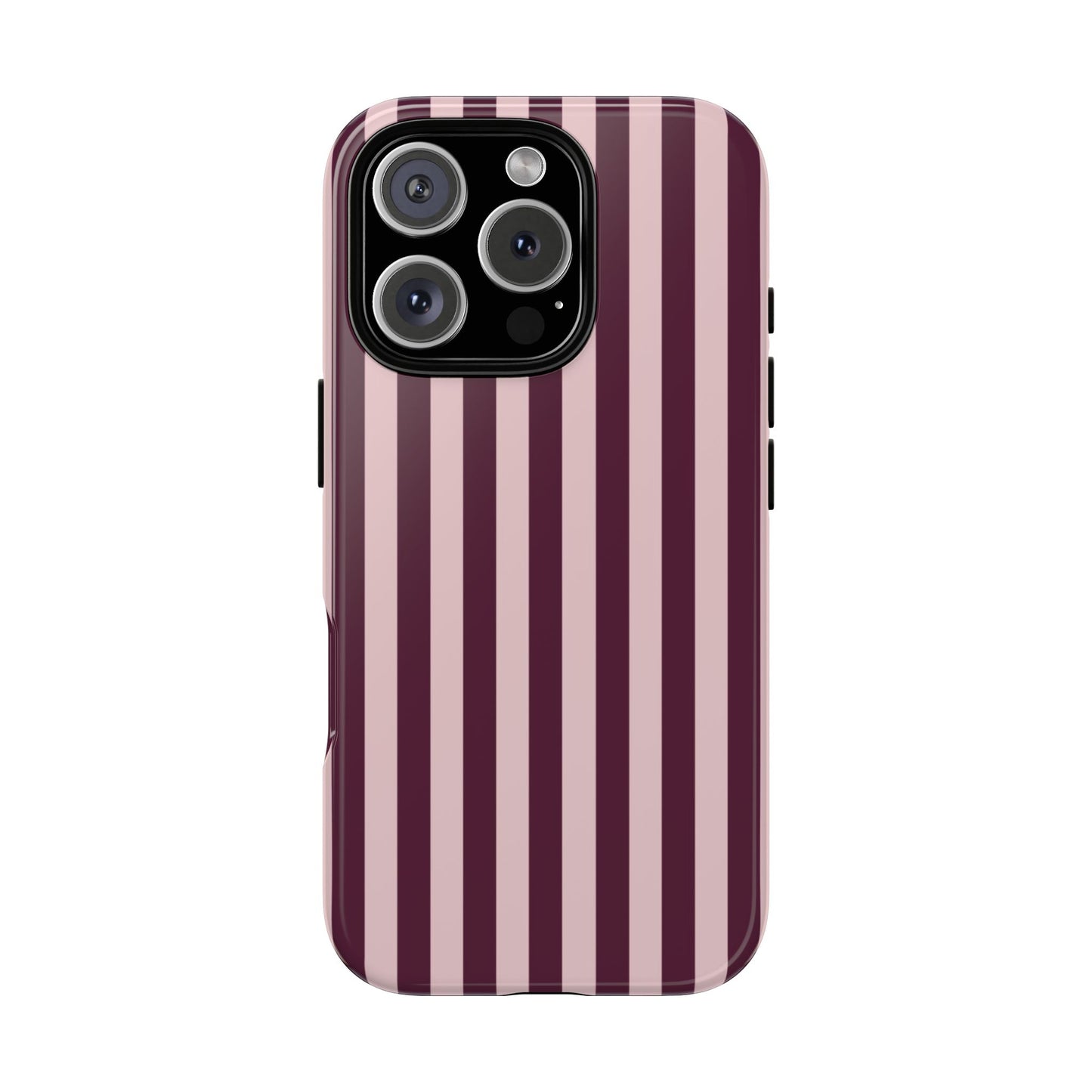 Pink & Burgundy Striped Tough Phone Case