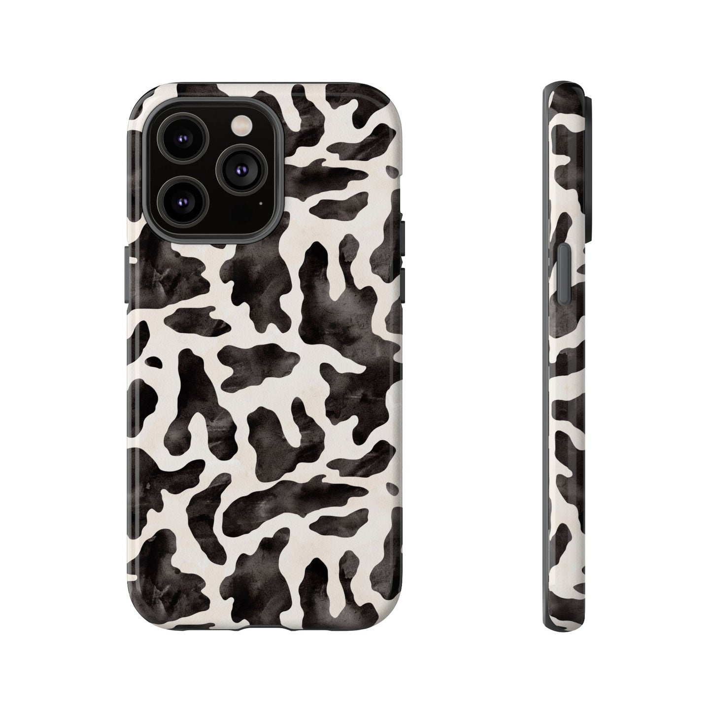 Black & White Cow Print Phone Case — Stylish Protective Tough Case