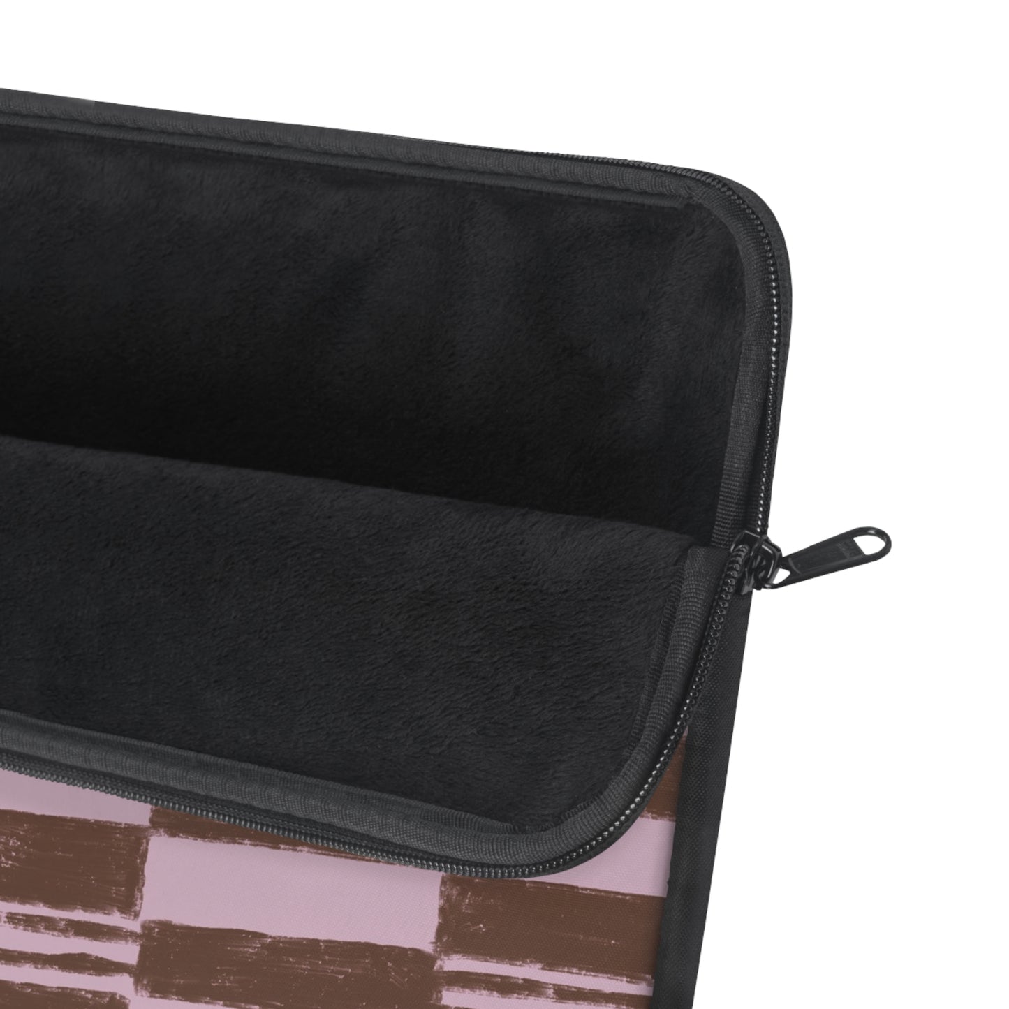 Pink Brown Checkerboard Laptop Sleeve — Retro Striped Grid Protective Case