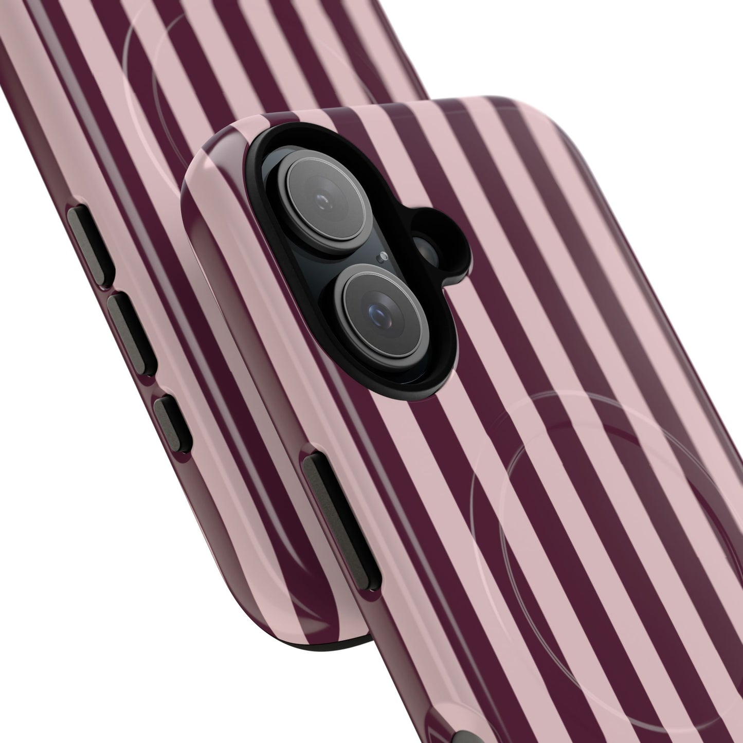 Burgundy & Pink Striped Magnetic Phone Case