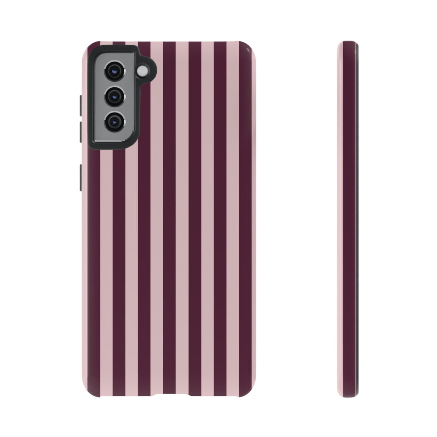 Pink & Burgundy Striped Tough Phone Case