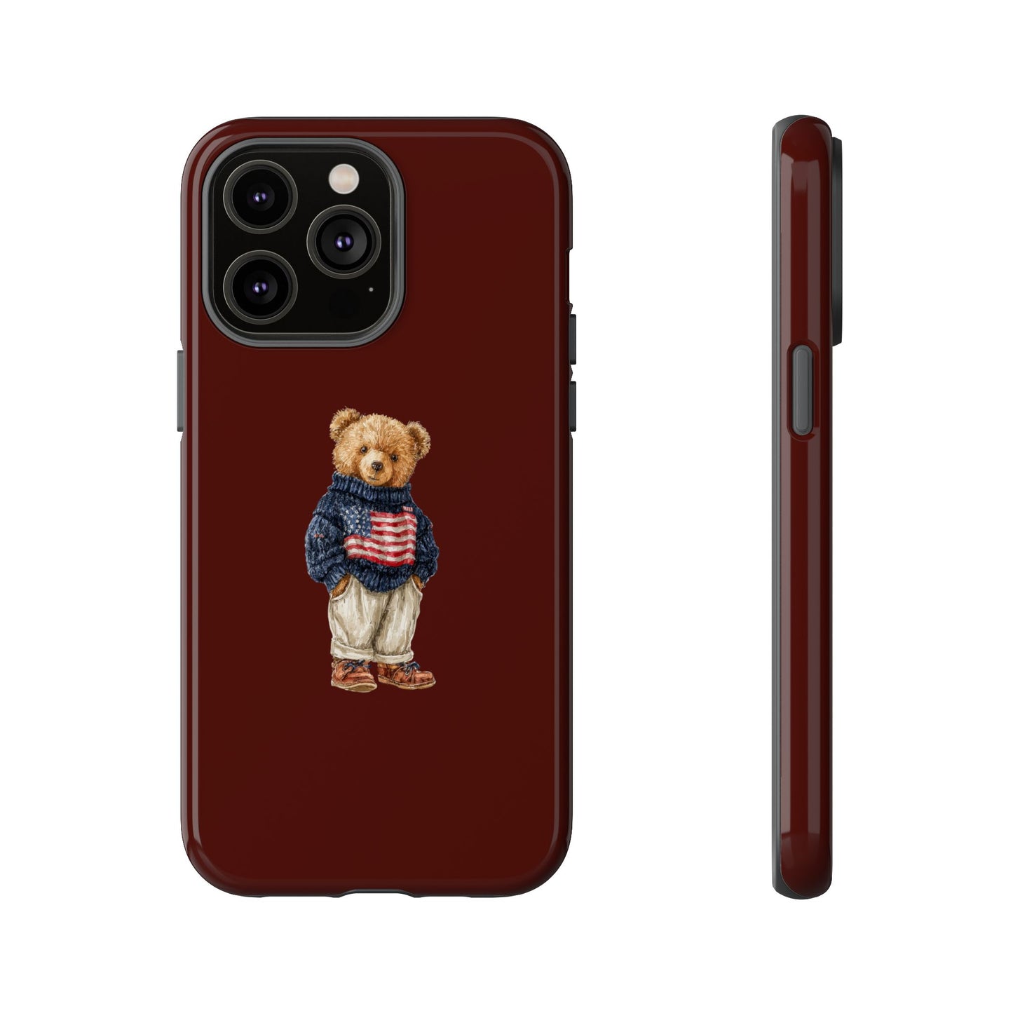 Teddy Bear in American Flag Sweater Tough Phone Case