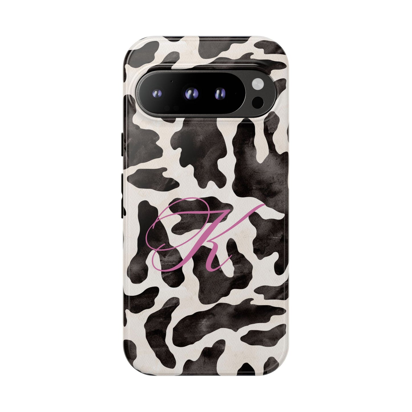 Personalized Monogram Cow Print Tough Phone Case