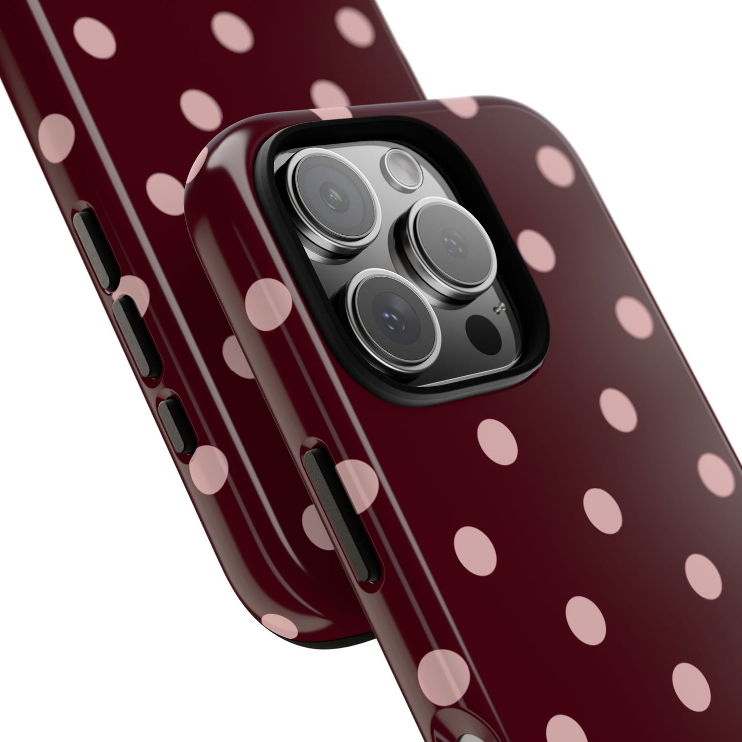Burgundy & Blush Polka Dot Tough Phone Case