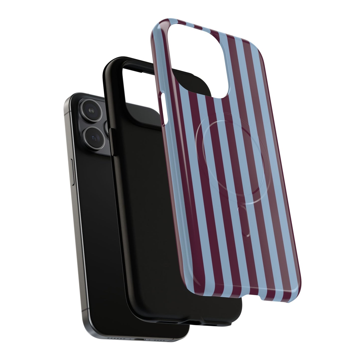 Burgundy & Blue Striped Magnetic Phone Case