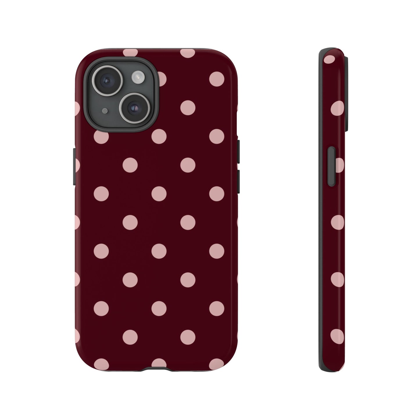 Burgundy & Blush Polka Dot Tough Phone Case