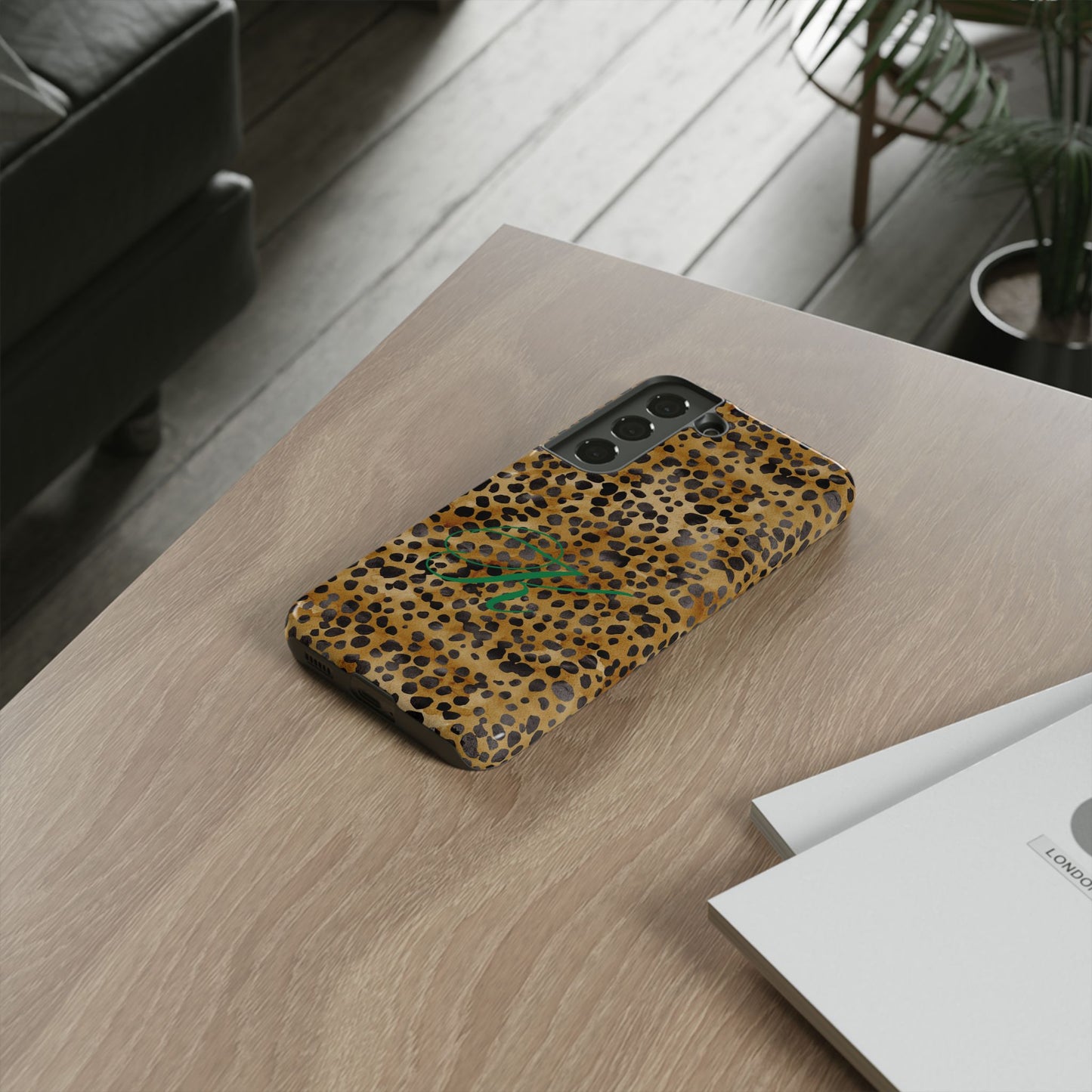 Personalized Initial Leopard Monogram Tough Case