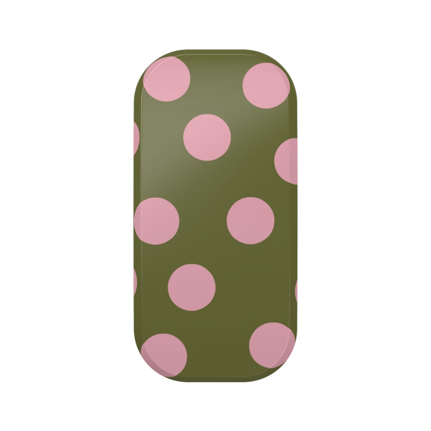 Polka Dot Clickit Phone Stand — Olive Green with Pink Dots