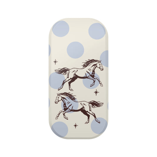 Phone & Kindle Stand — Pastel Polka Dot with Running Horses Clickit Phone Grip