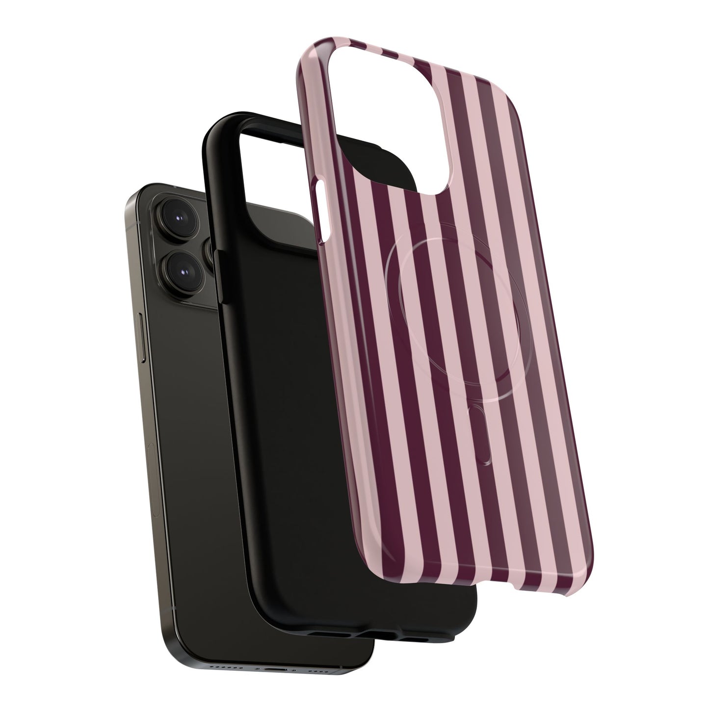 Burgundy & Pink Striped Magnetic Phone Case