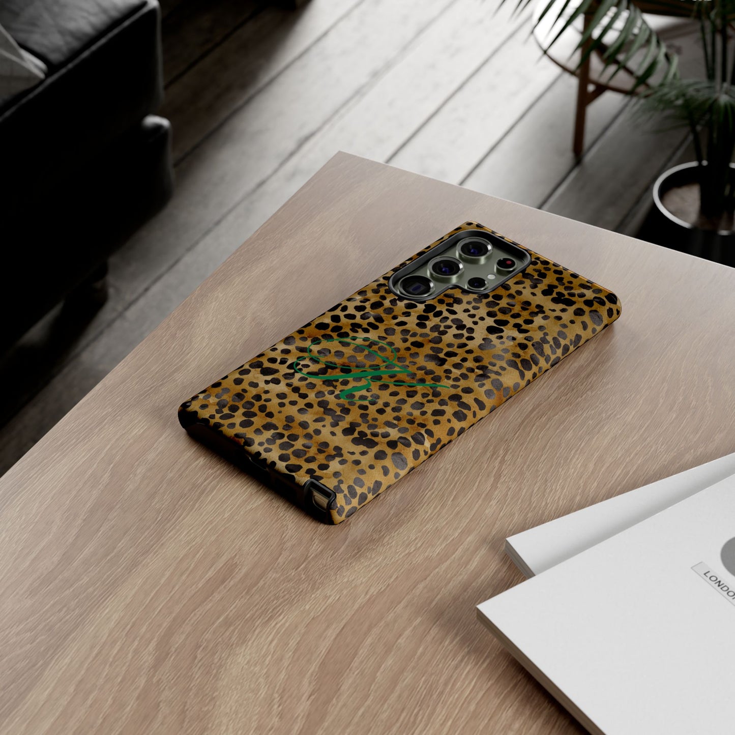 Personalized Initial Leopard Monogram Tough Case