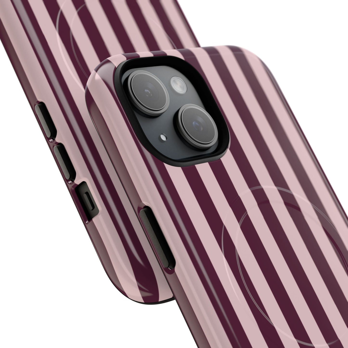 Burgundy & Pink Striped Magnetic Phone Case