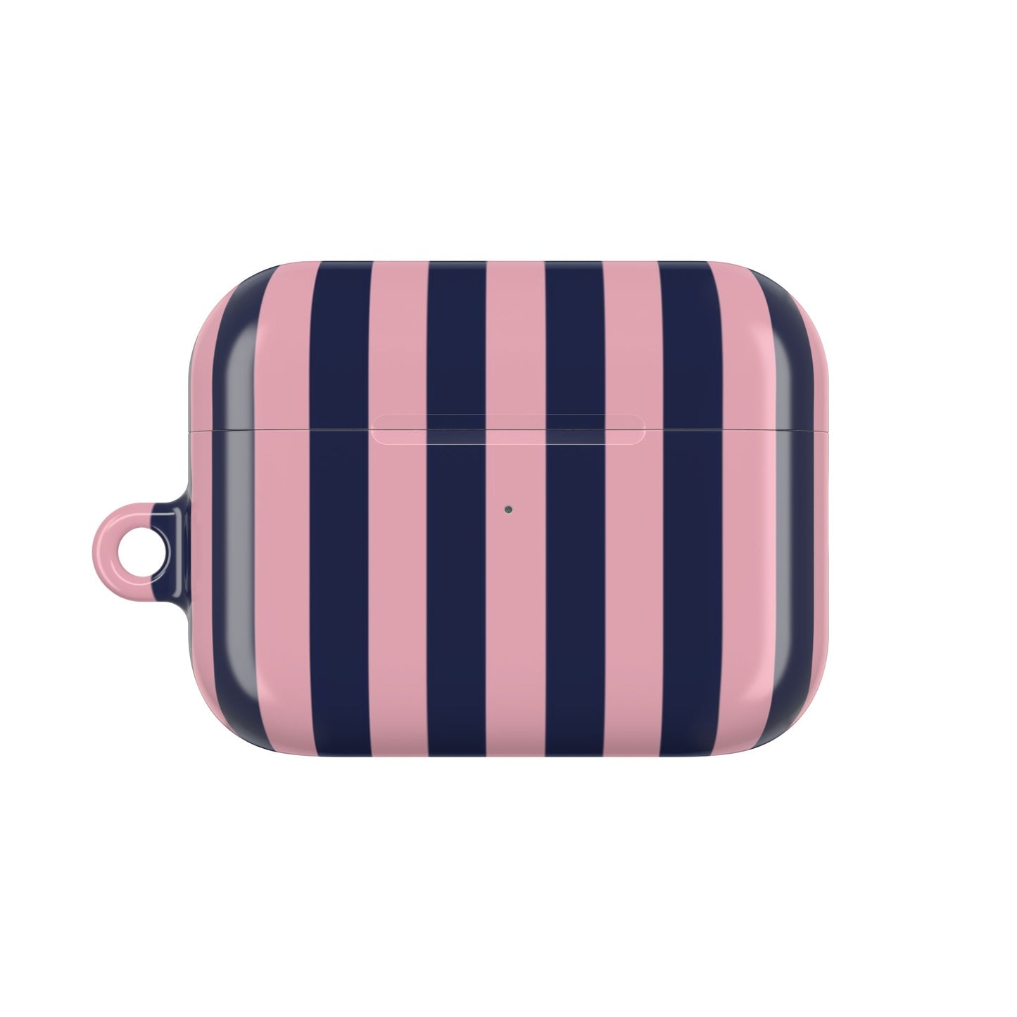 Pink & Navy Striped AirPod Case — Chic Protective Sleeve