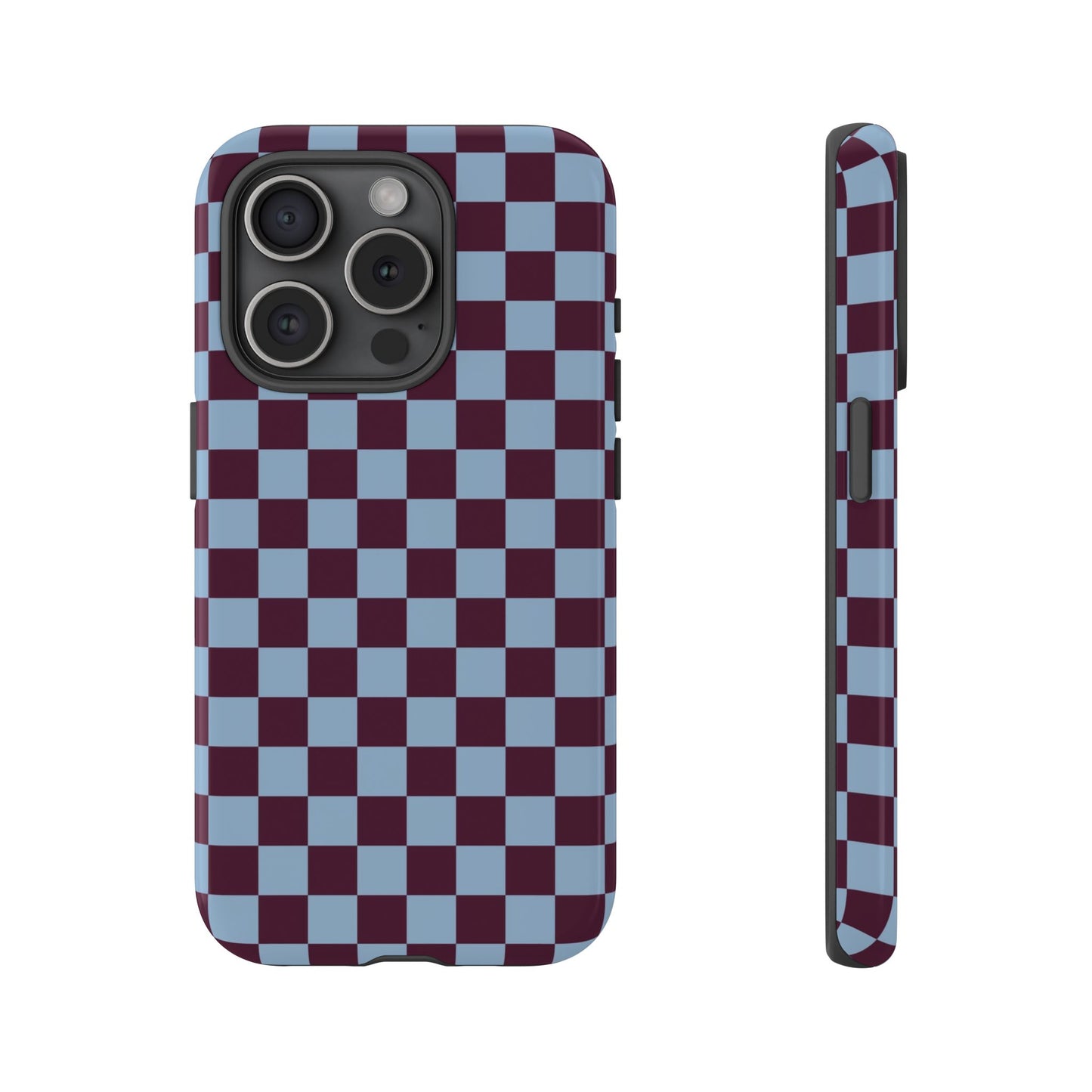 Blue & Burgundy Checkered Phone Case