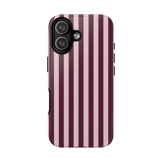 Pink & Burgundy Striped Tough Phone Case
